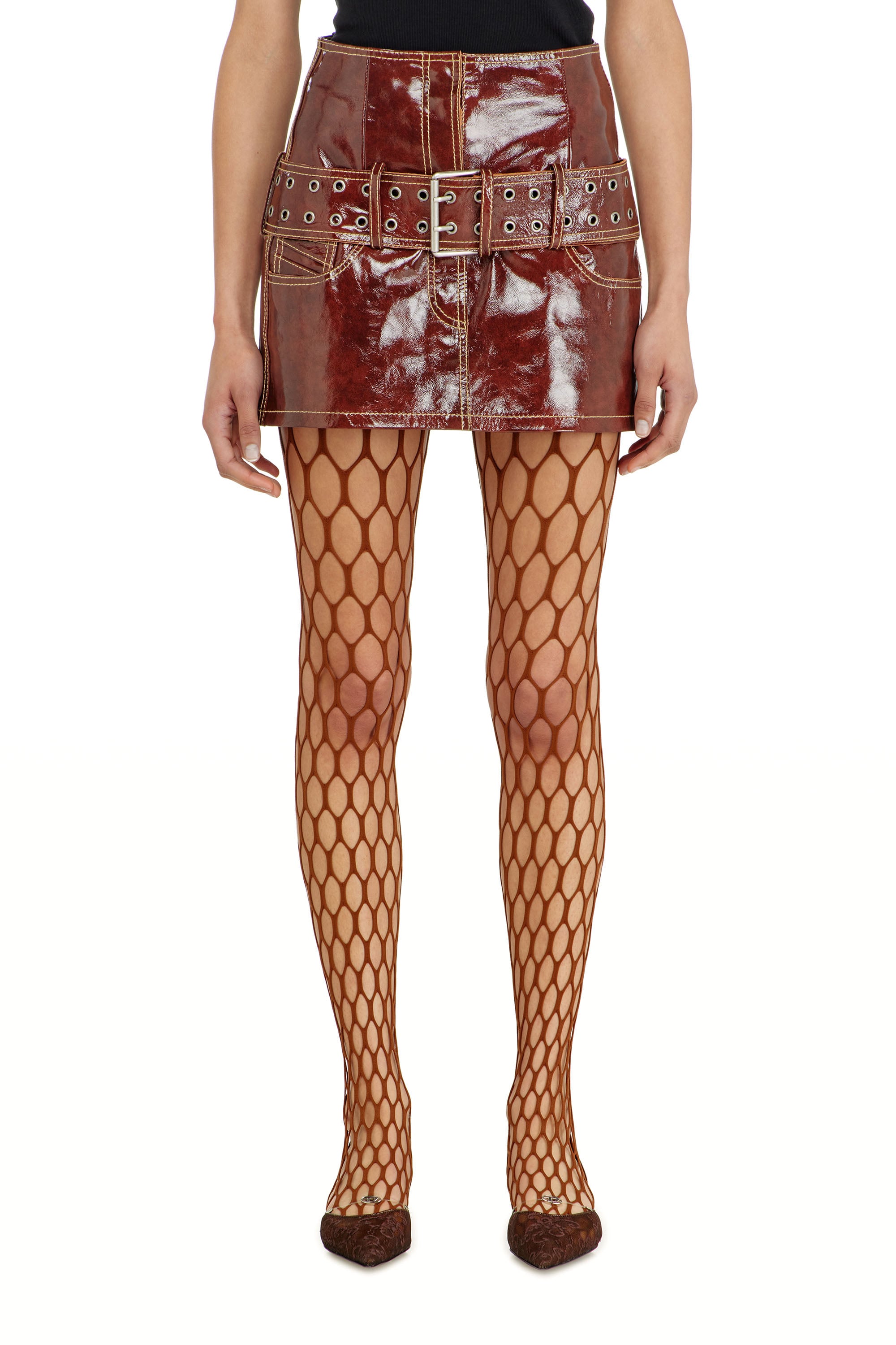 Diesel - L-EVANT, Mini-jupe en cuir verni avec ceinture Femme in ToBeDefined - 2