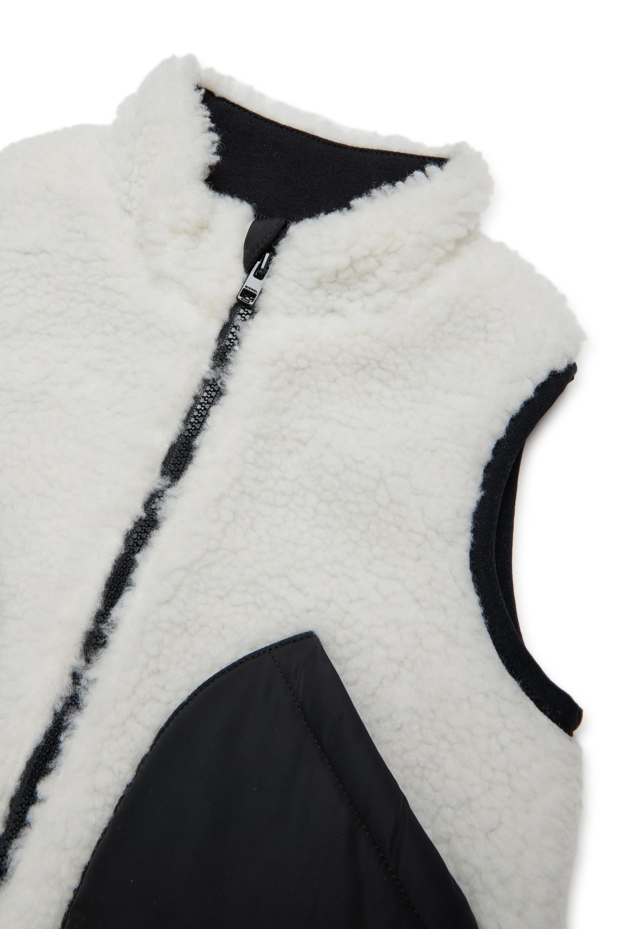 Diesel - JSEARB, Veste colour-block en teddy et nylon Homme in Blanc - 3
