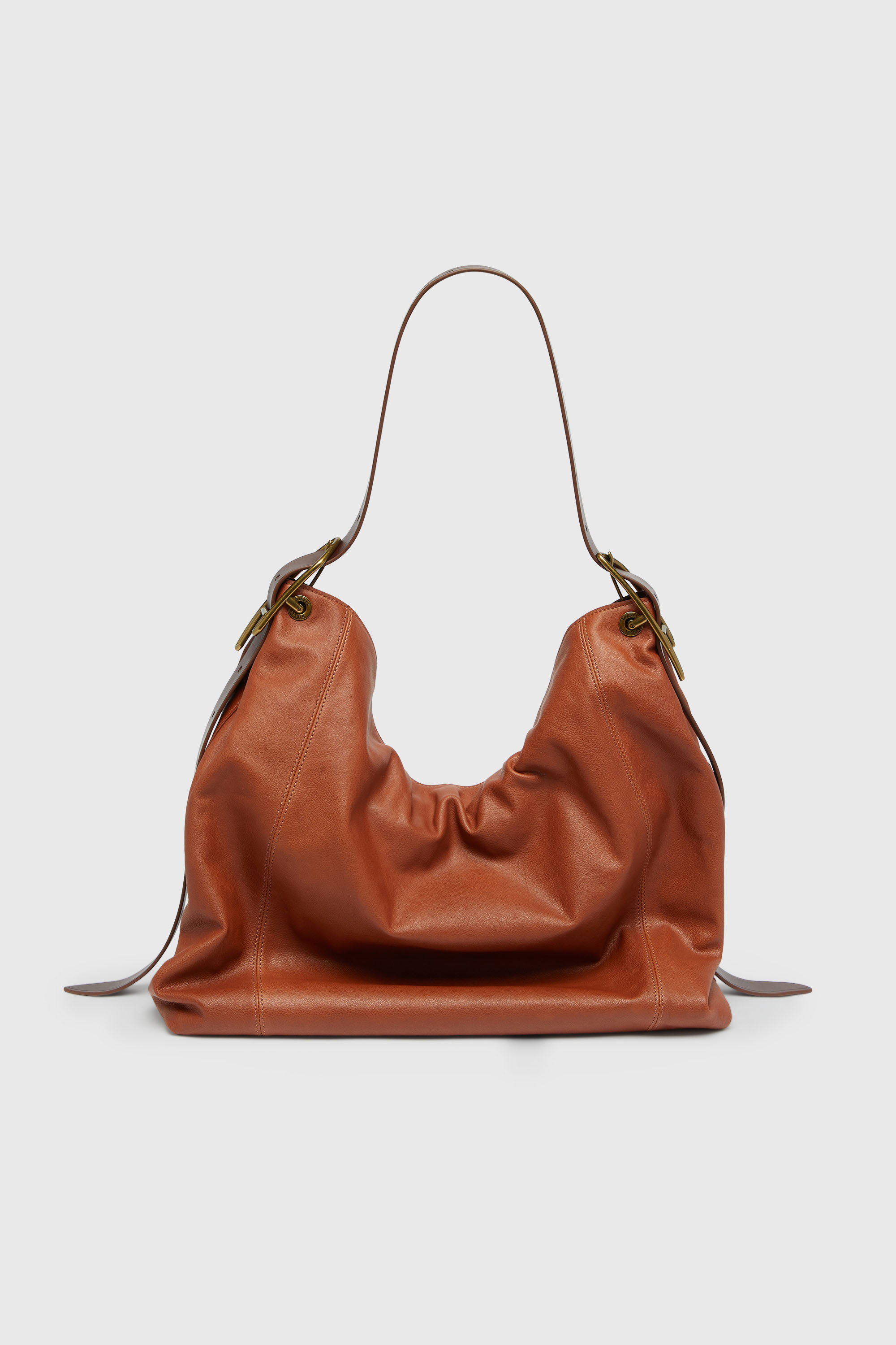 Diesel - D-LINE HOBO L, D-Line-Sac hobo en cuir brillant Femme in Marron - 2