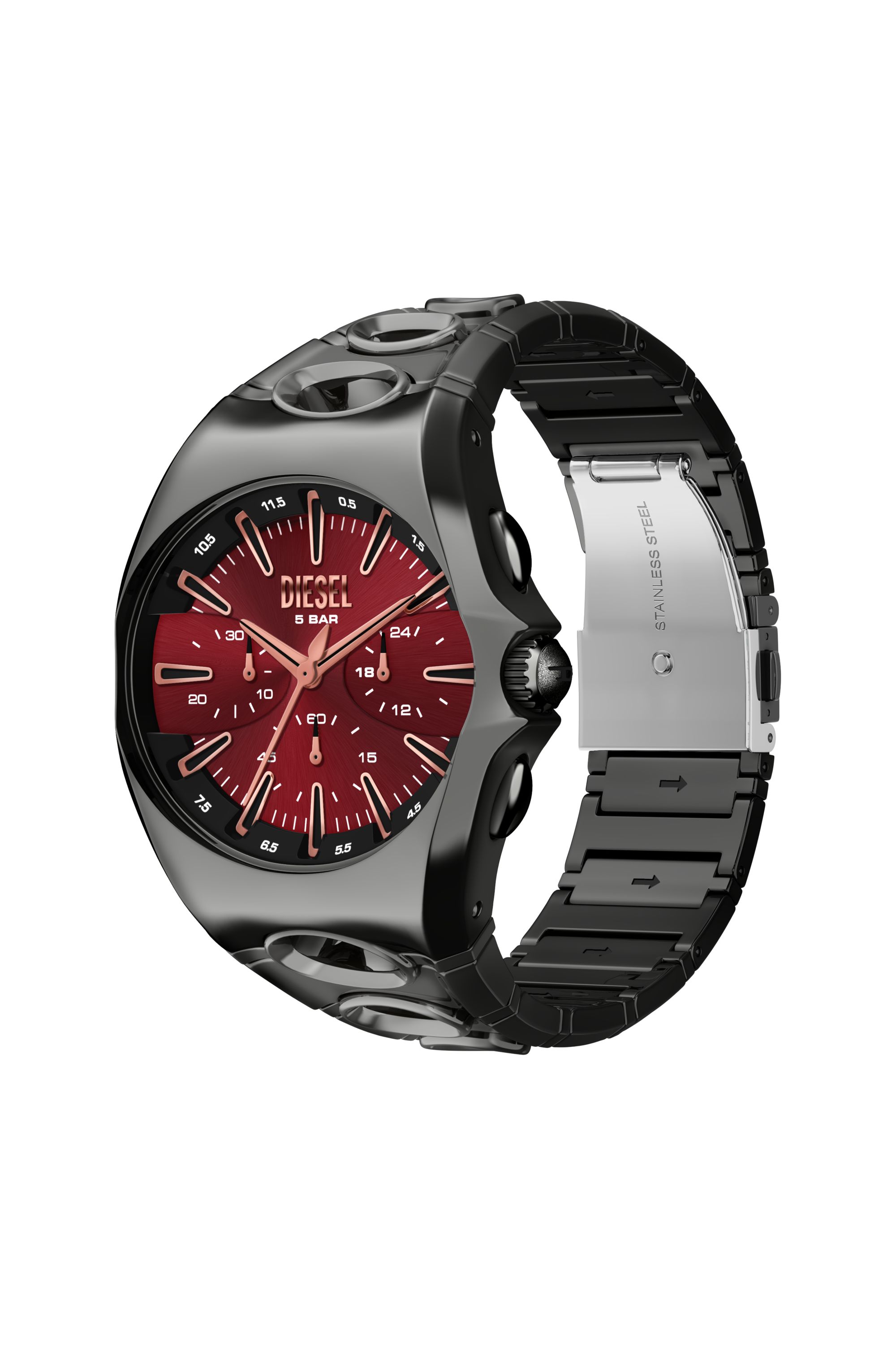 Diesel - DZ4726 WATCH, Montre D-Curve en acier inoxydable finition gunmetal Homme in Noir - 5