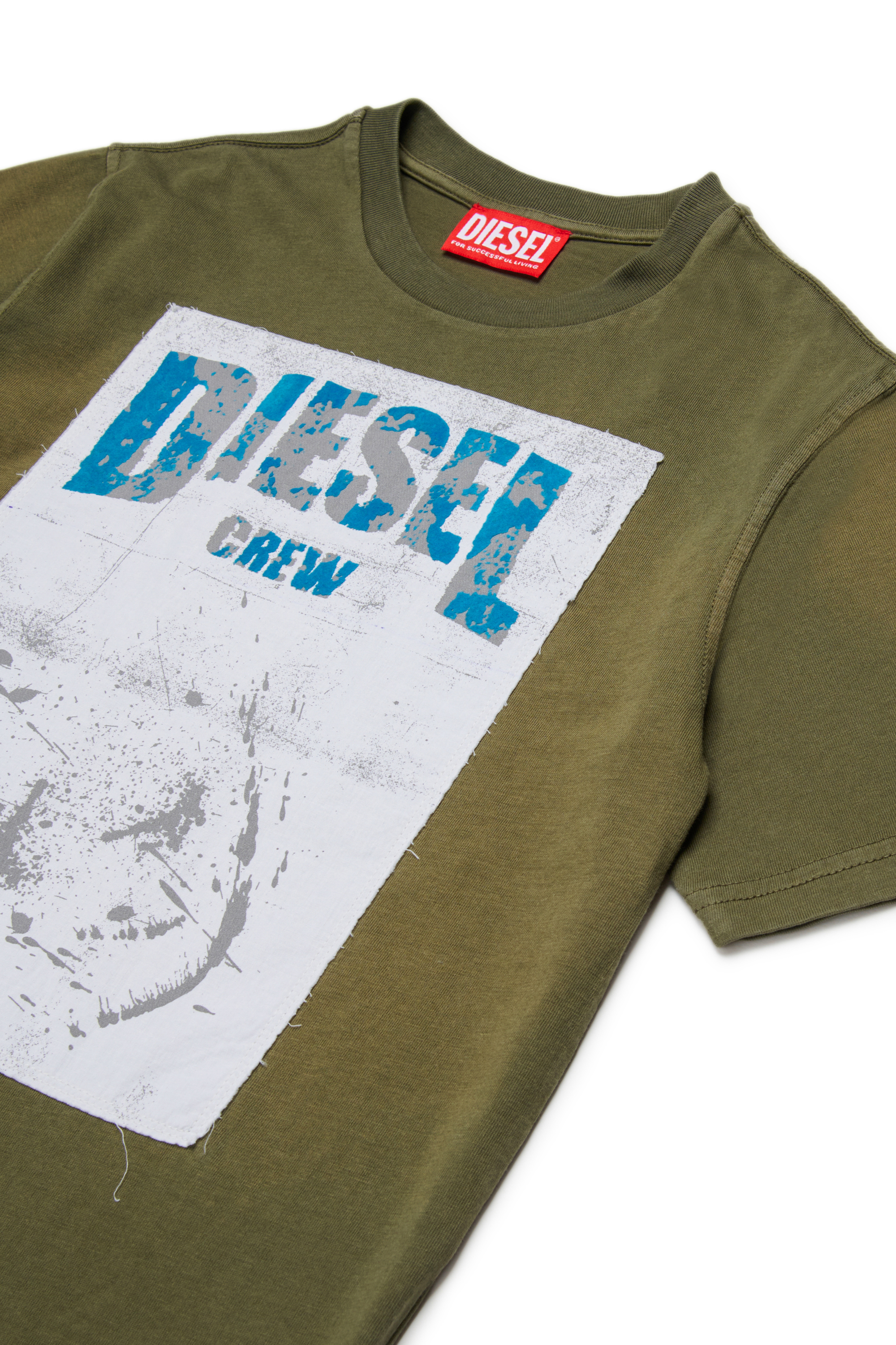 Diesel - TBERS OVER, T-shirt en coton avec imprim&eacute; graphique Diesel floqu&eacute; Homme in Vert - 3