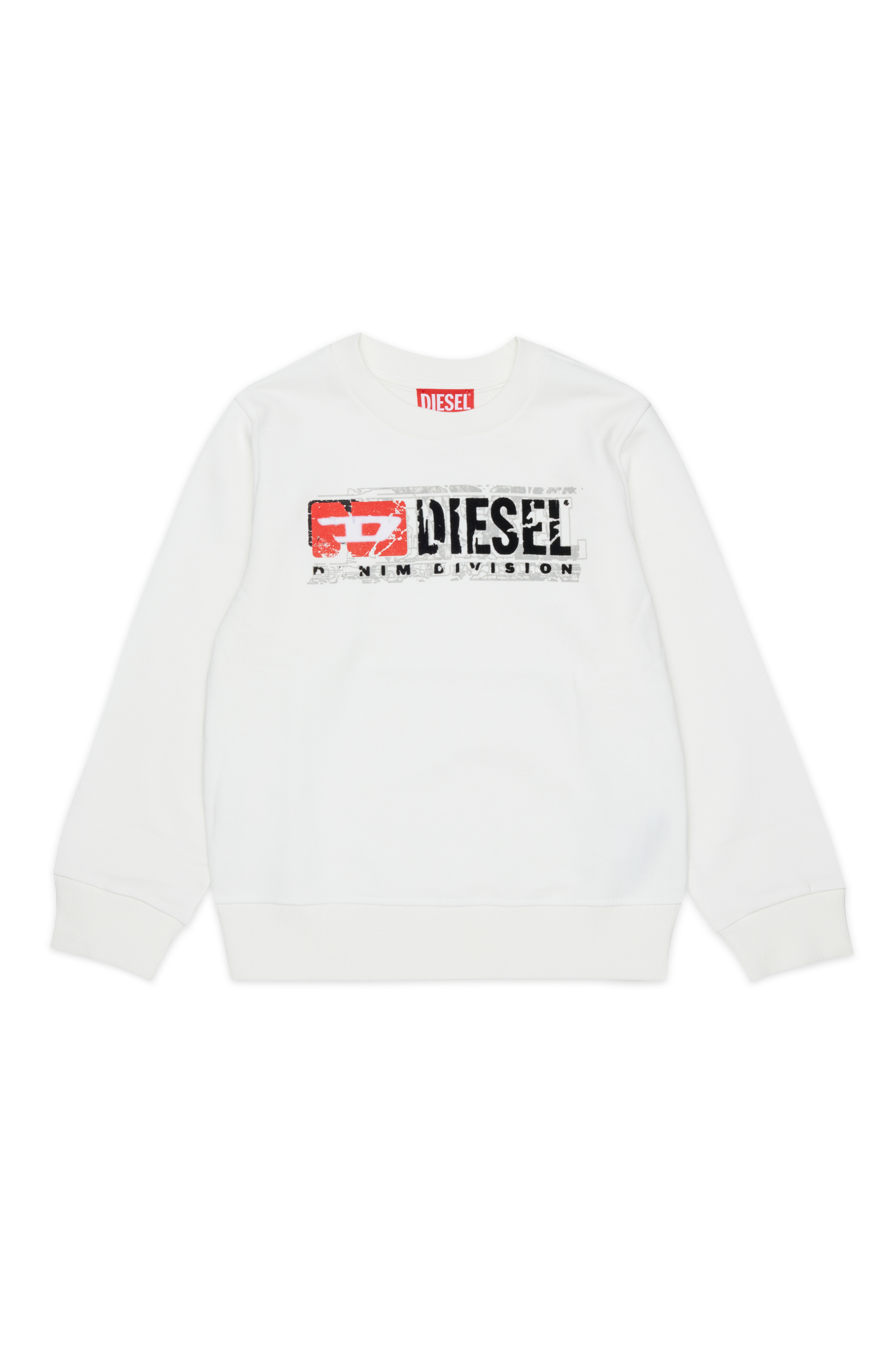 Diesel - SLOMIX, Sweat-shirt avec logo effet us&eacute; Homme in Blanc - 1
