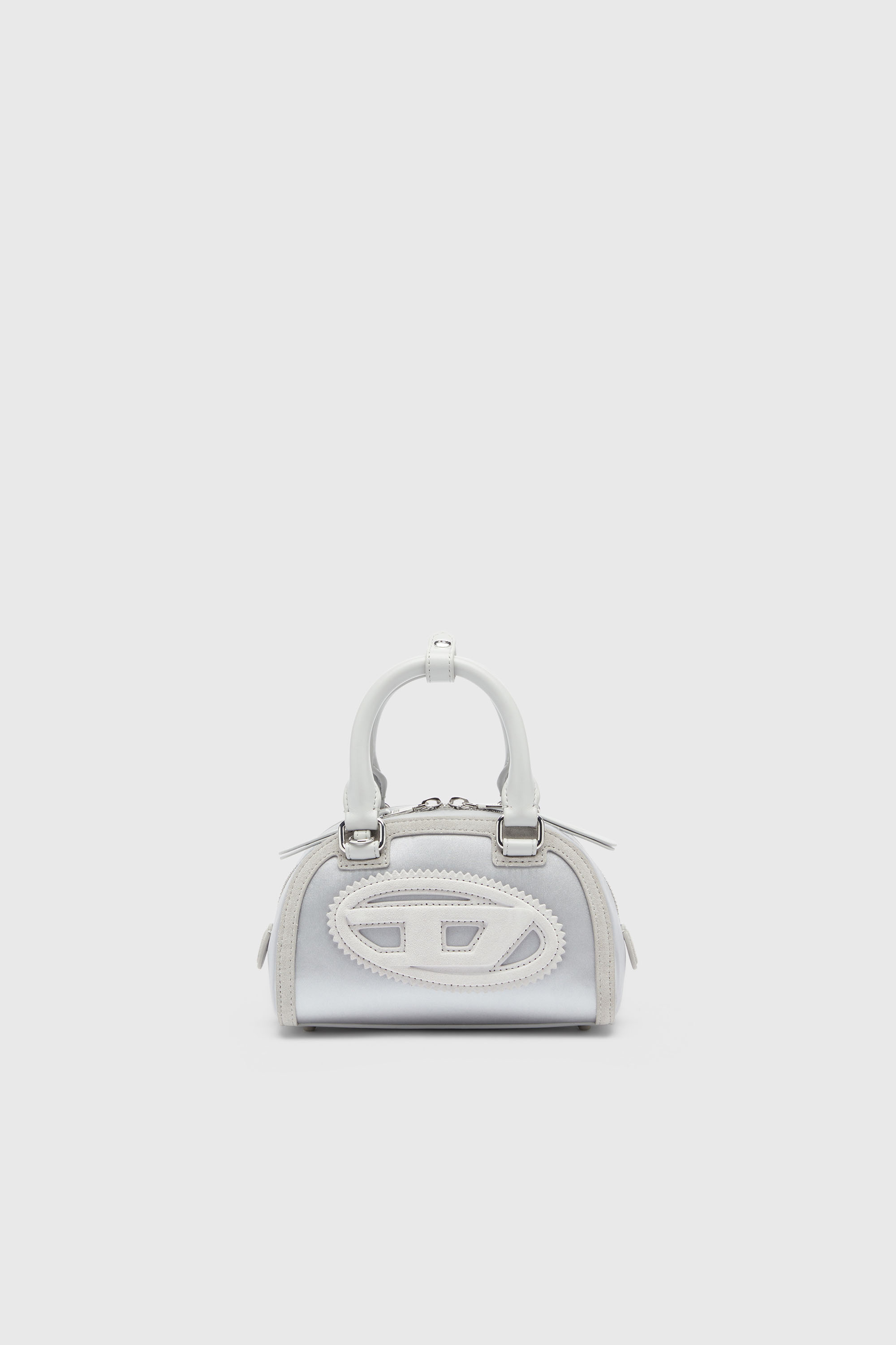 Diesel - 1DR DOME CROSSBODY, 1DR Dome - Petit sac bandouli&egrave;re en satin et su&egrave;de Femme in Gris argent&eacute; - 2