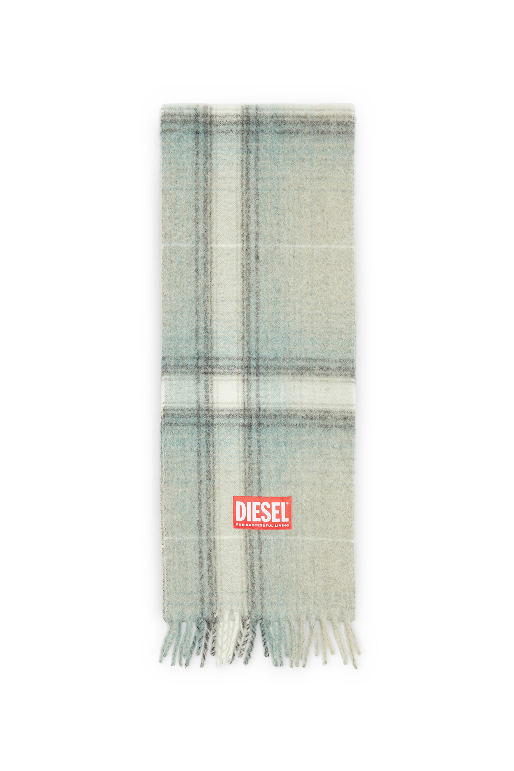 Diesel - S-BESTRO, Écharpe à carreaux en laine et alpaga Homme in Gris - 1