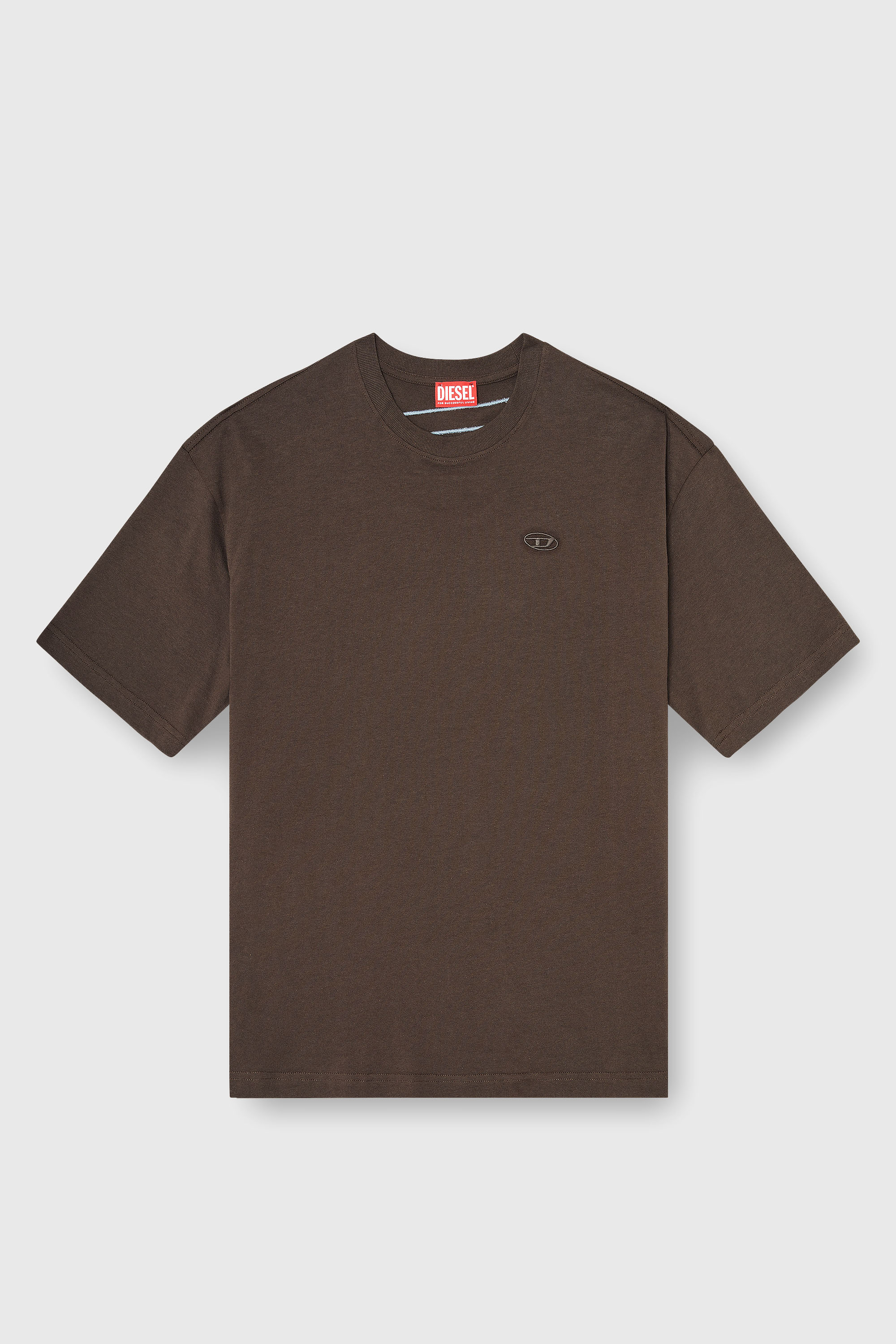 Diesel - T-BOGGY-MEGOVAL-D, T-shirt avec maxi oval D brod&eacute; Homme in Marron - 2