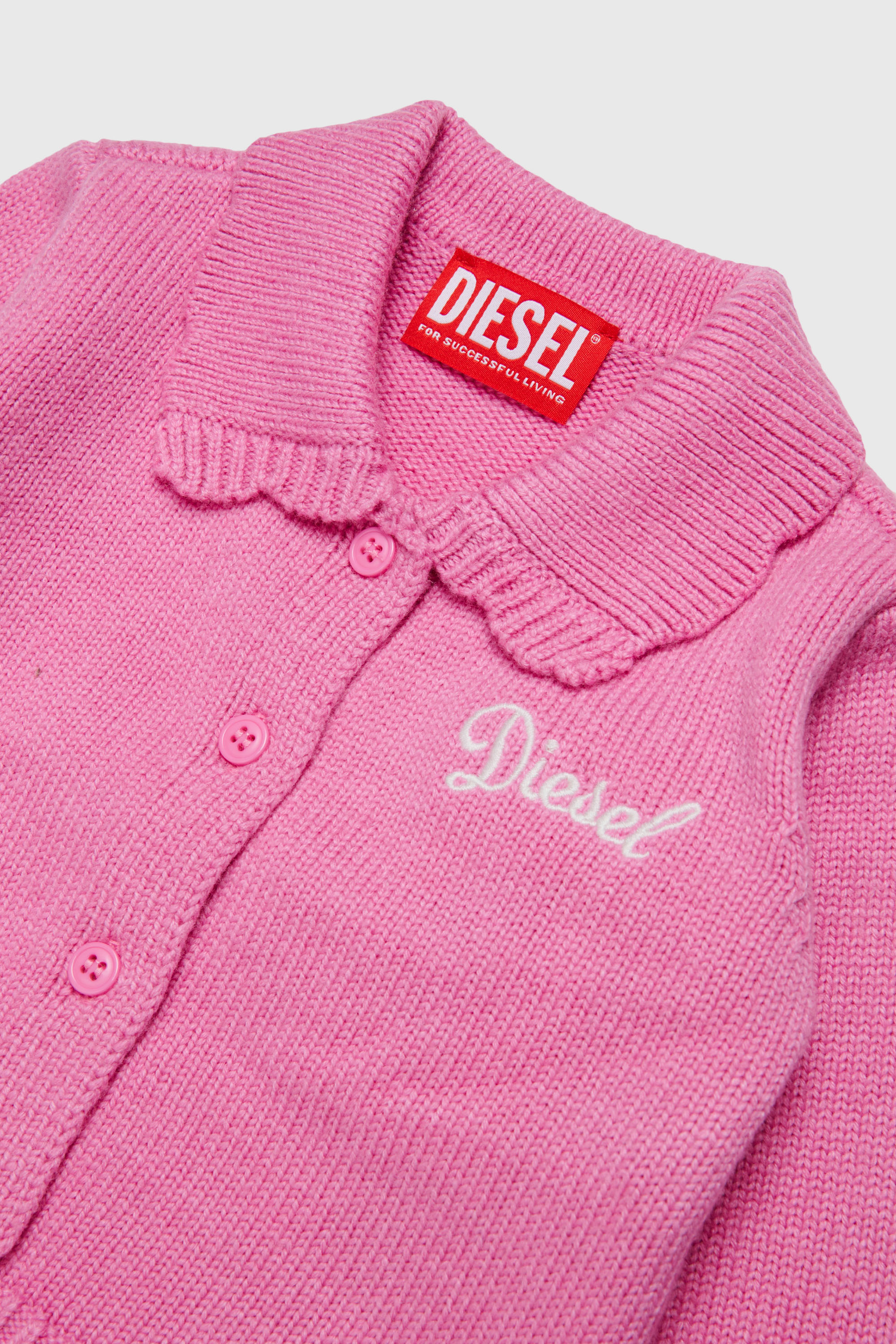Diesel - KSCALOB, Cardigan enrichi en cachemire avec col festonn&eacute; Femme in Rose - 3