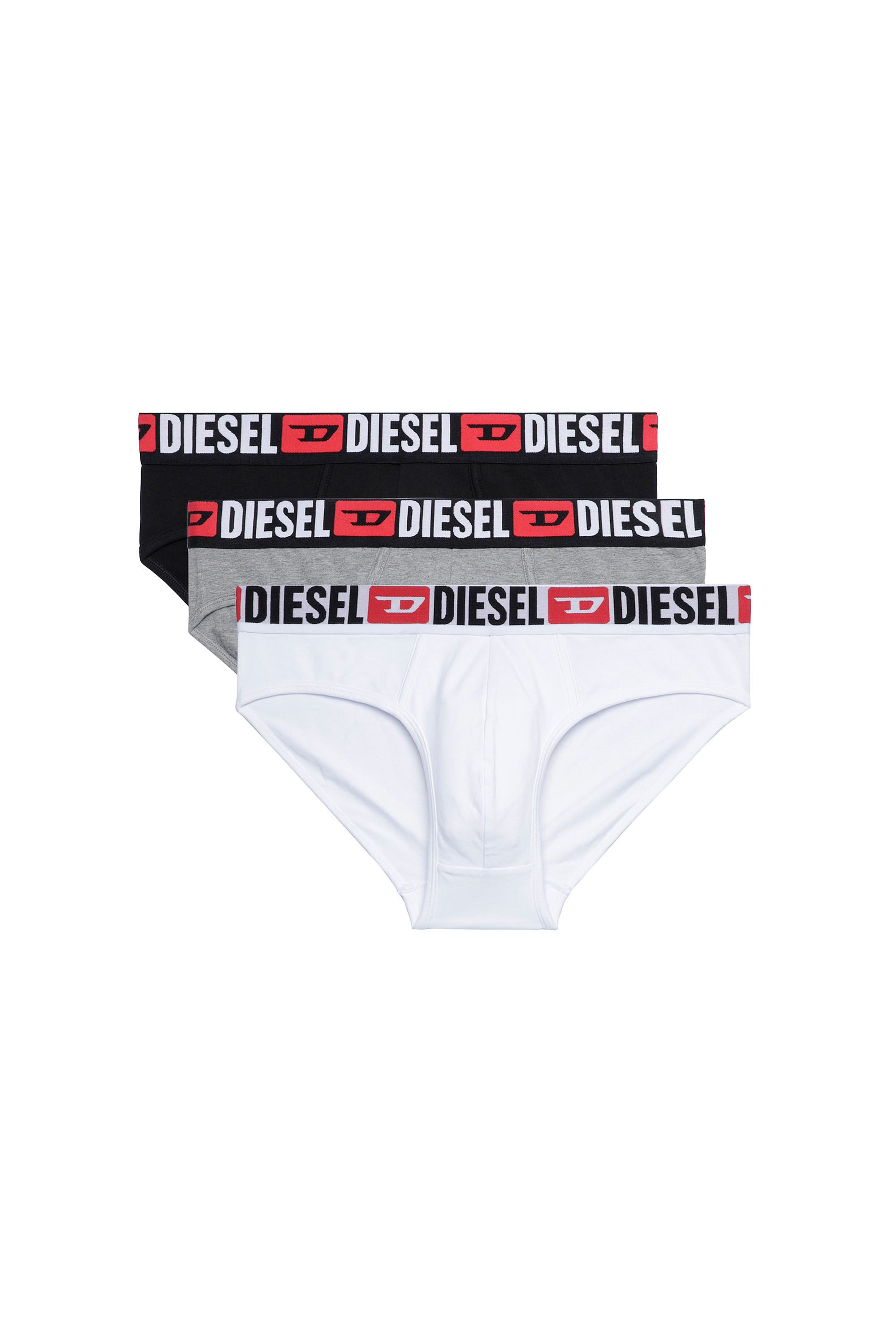 Diesel - UMBR-ANDRETHREEPACK, Man's Three-pack of solid-colour briefs in White/Black - 1