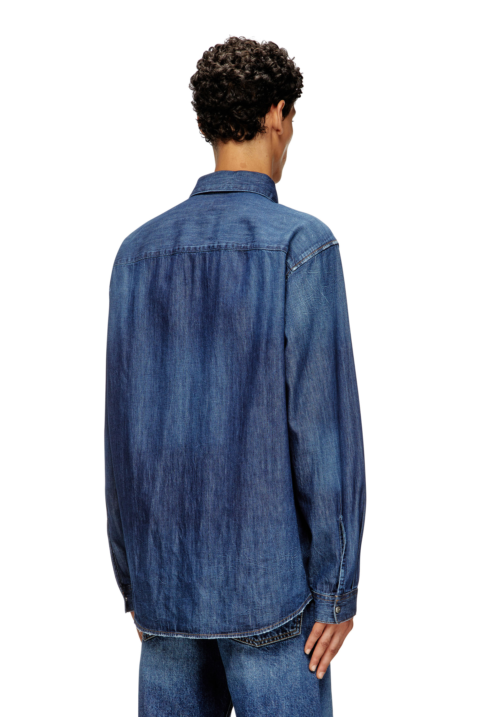 Diesel - D-SIMPLY, Chemise en denim avec logo brodé Homme in Bleu - 4