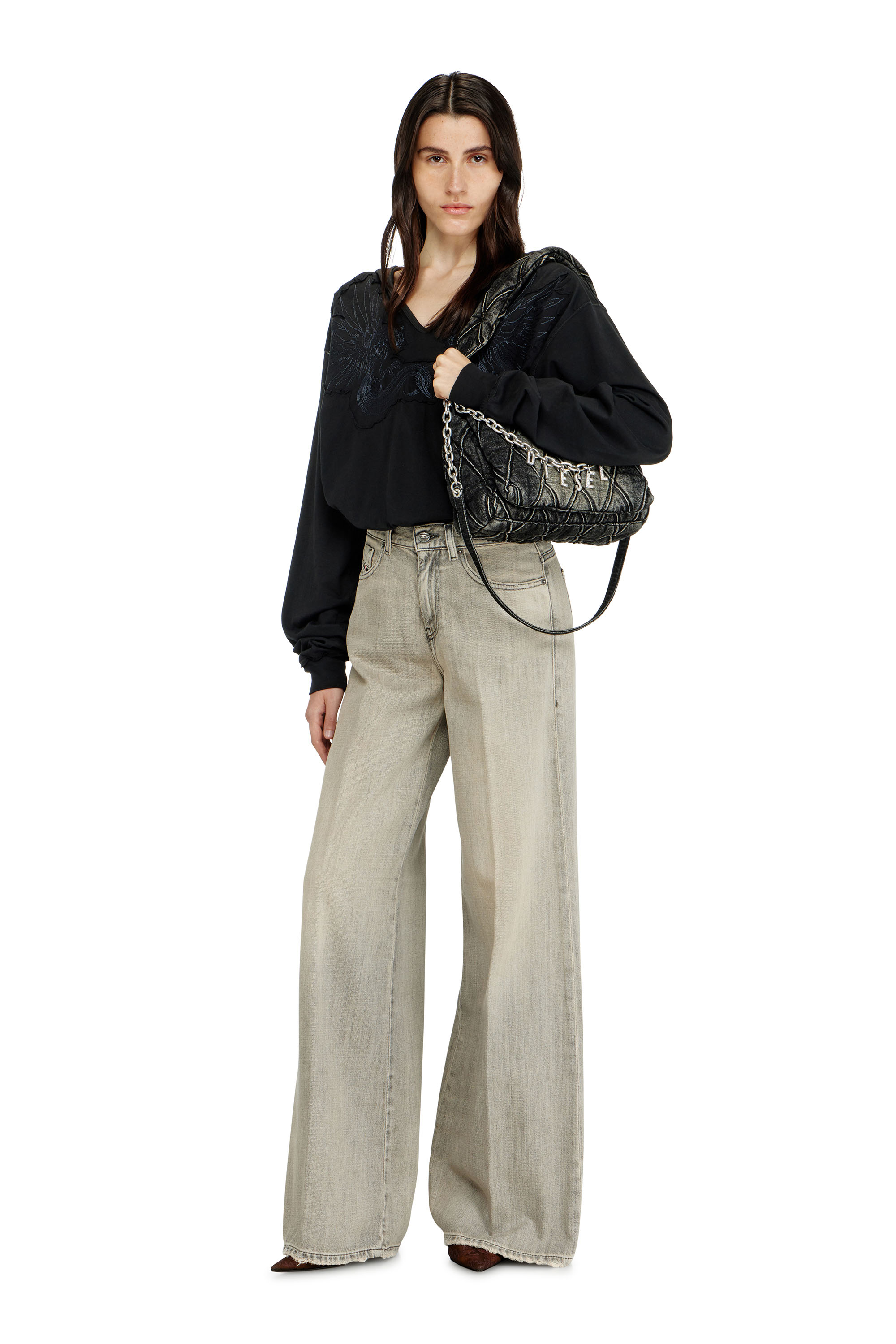 Diesel - CHARM-D SHOULDER S, Charm-D-Petit sac &agrave; bandouli&egrave;re en denim matelass&eacute; Femme in Noir - 2