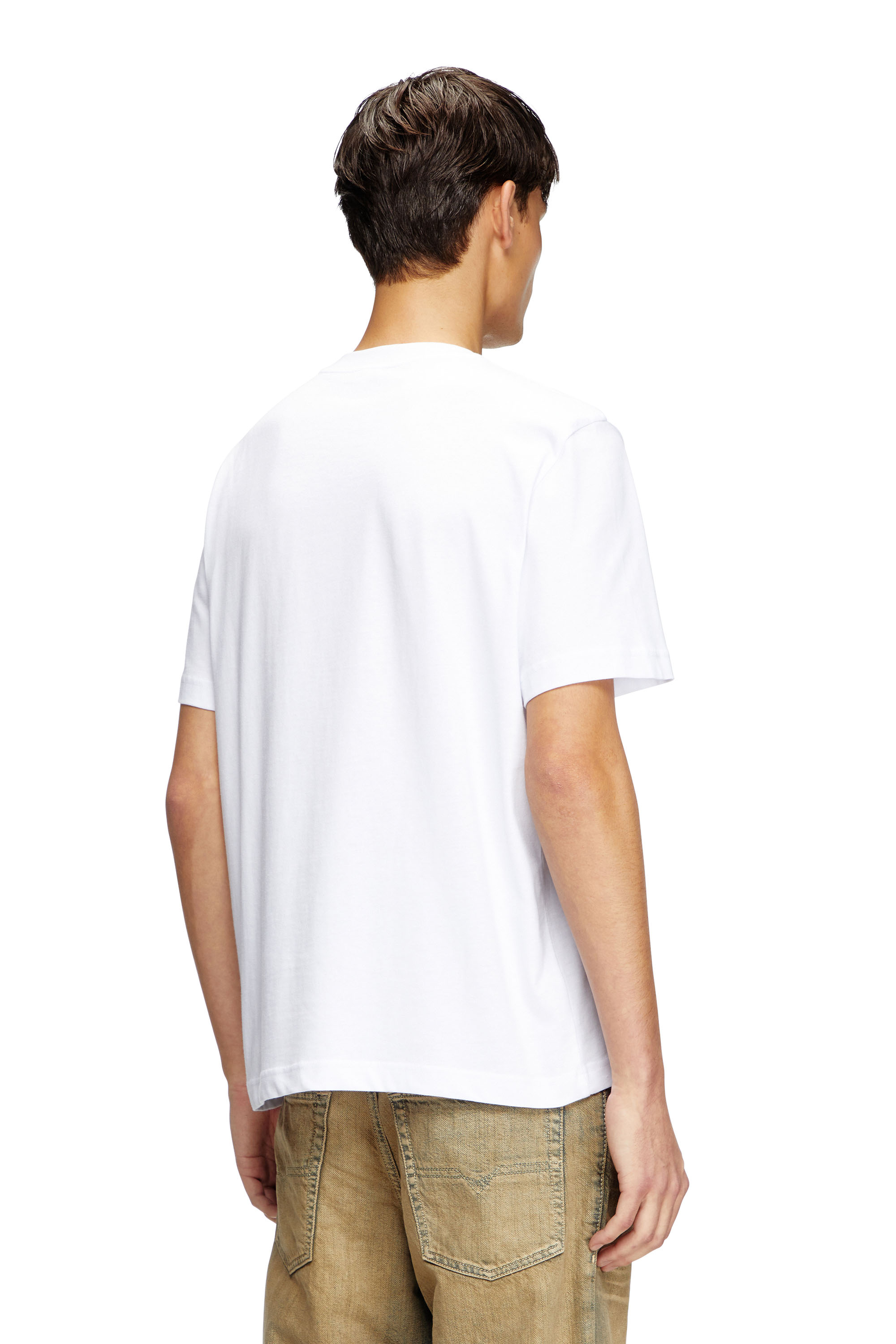 Diesel - T-ADJUST-BIGOVAL, T-shirt avec Oval D embossé Homme in Blanc - 4