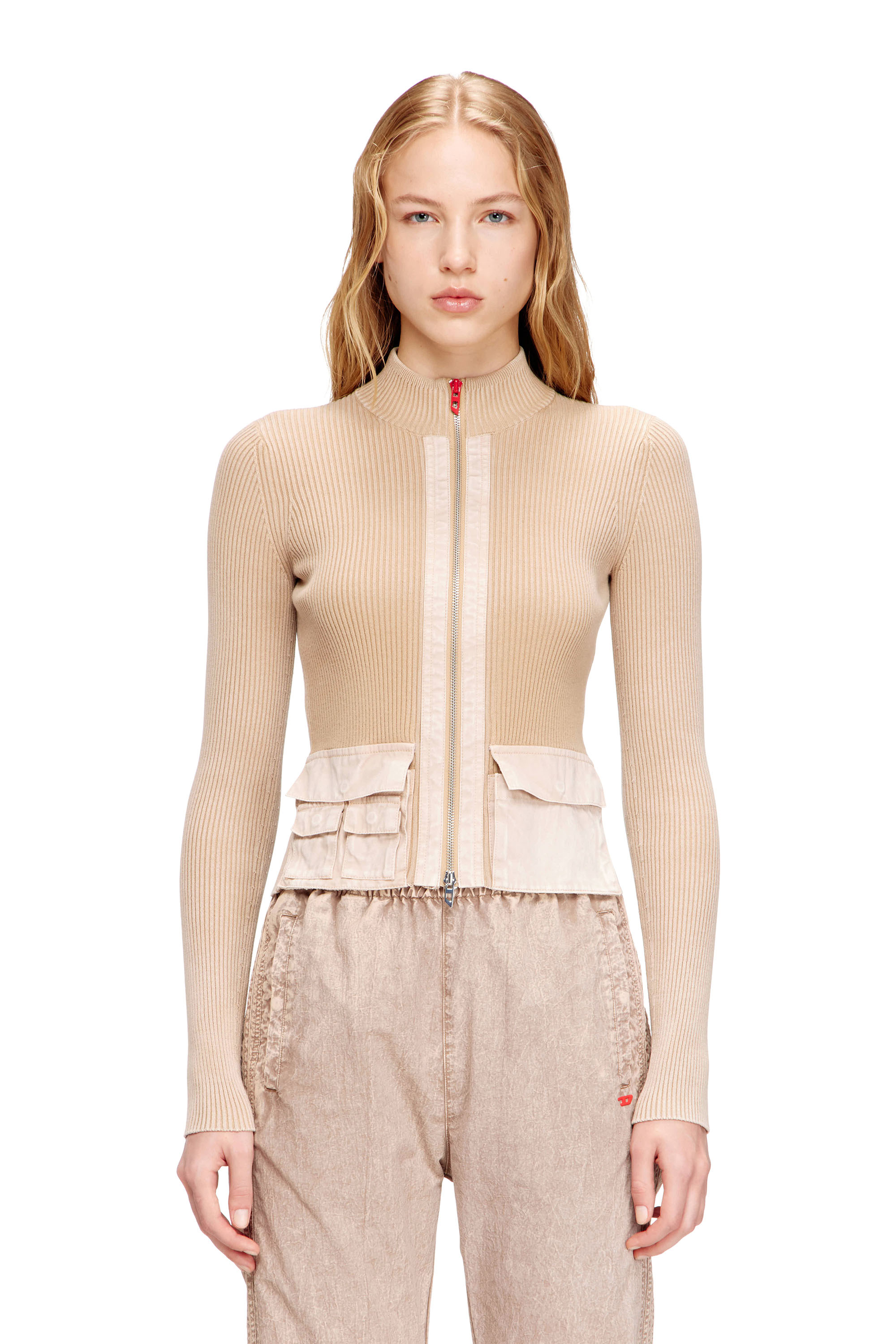 Diesel - M-MELISSA, Cardigan zipp&eacute; avec poches cargo en denim Femme in ToBeDefined - 1