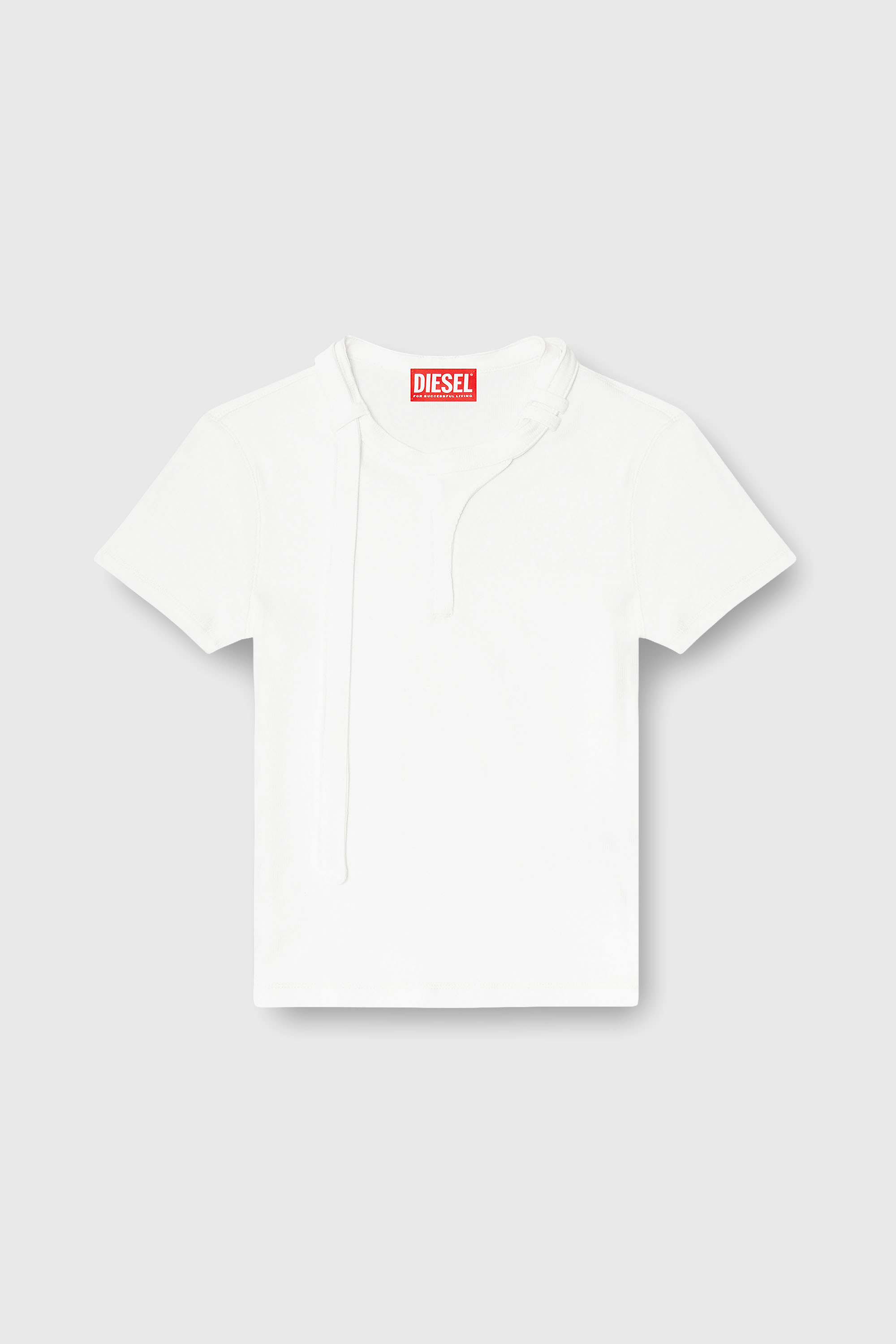 Diesel - T-IARAS, Woman's Rib-jersey top with biker neck strap in White - 2