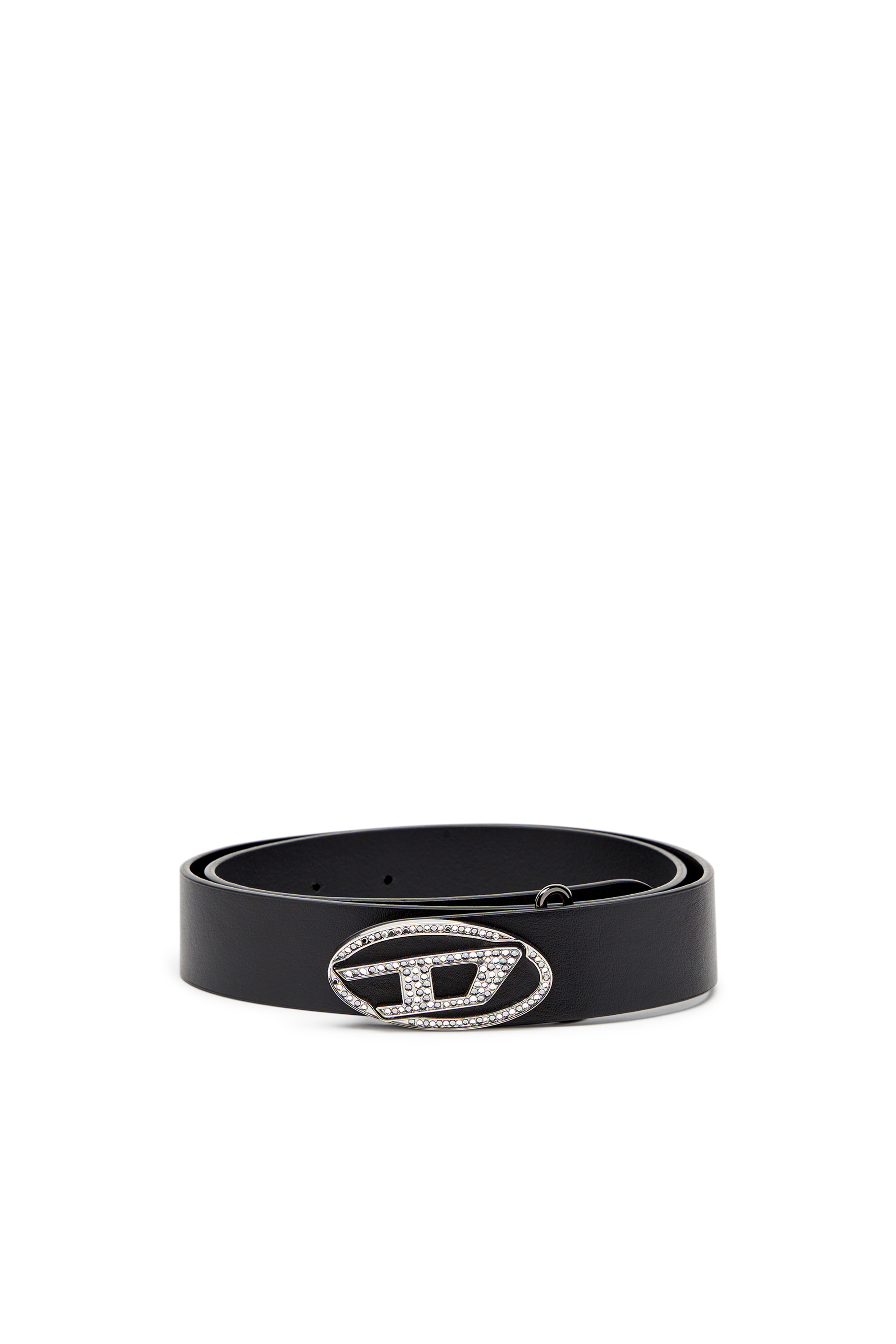 Diesel - B-1DR-LAYER STRASS, Ceinture 4 cm en cuir avec boucle en cristal Femme in Noir - 1