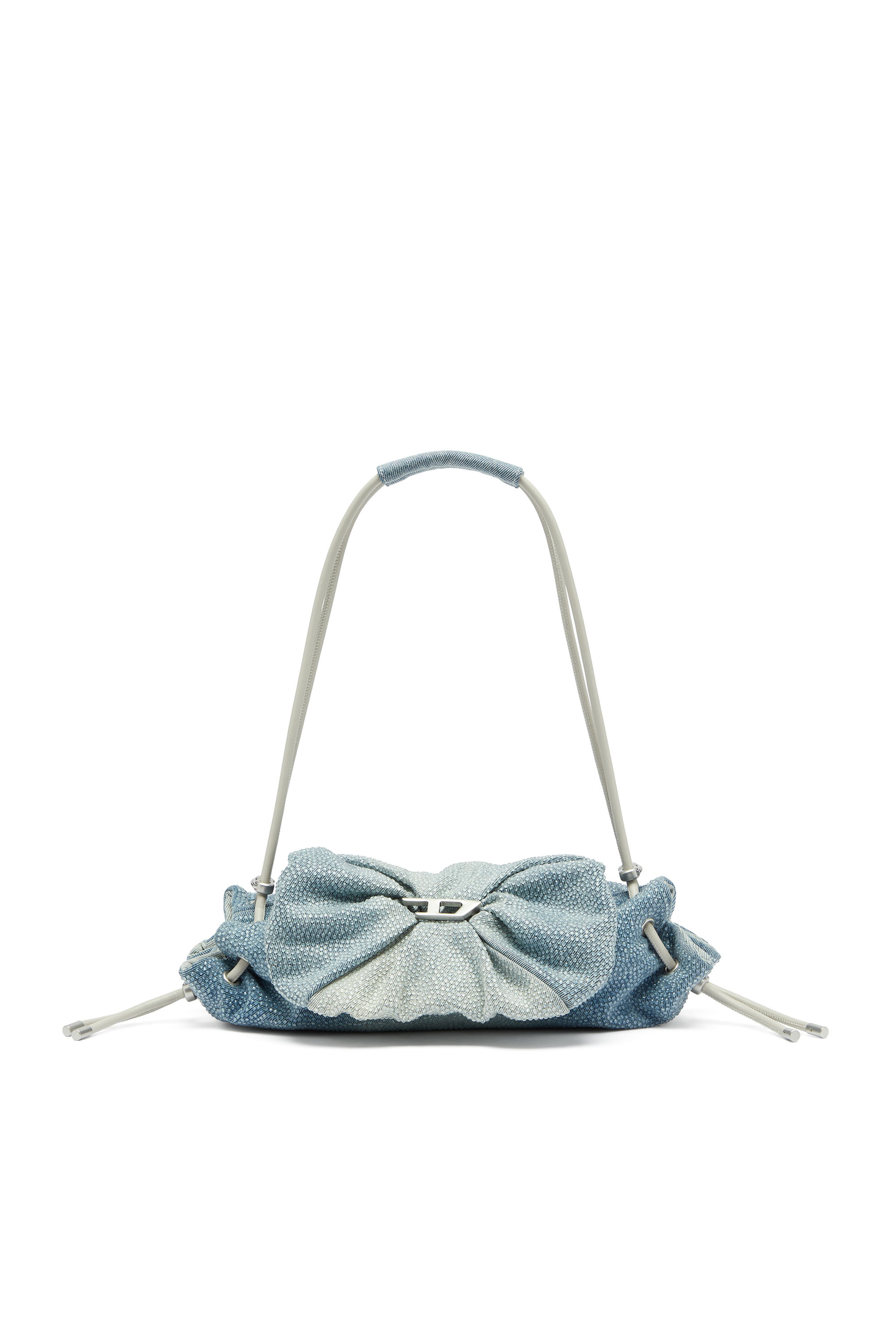 Diesel - SCRUNCH-D SHOULDER S, Scrunch-D - Sac &eacute;paule en denim avec cristaux transparents Femme in Bleu - 1