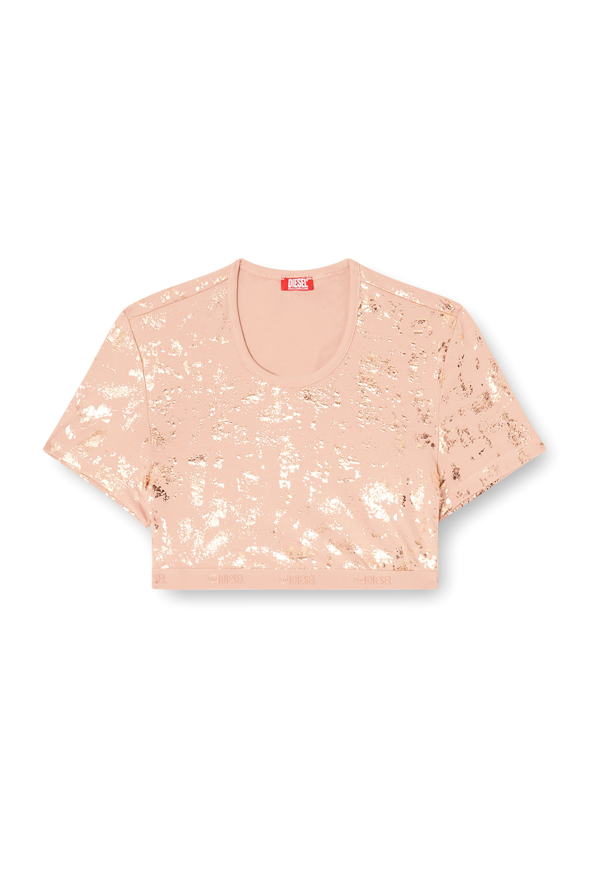 Diesel - IRMA-GFT, T-shirt courte à effet métallique Femme in Rose - 4