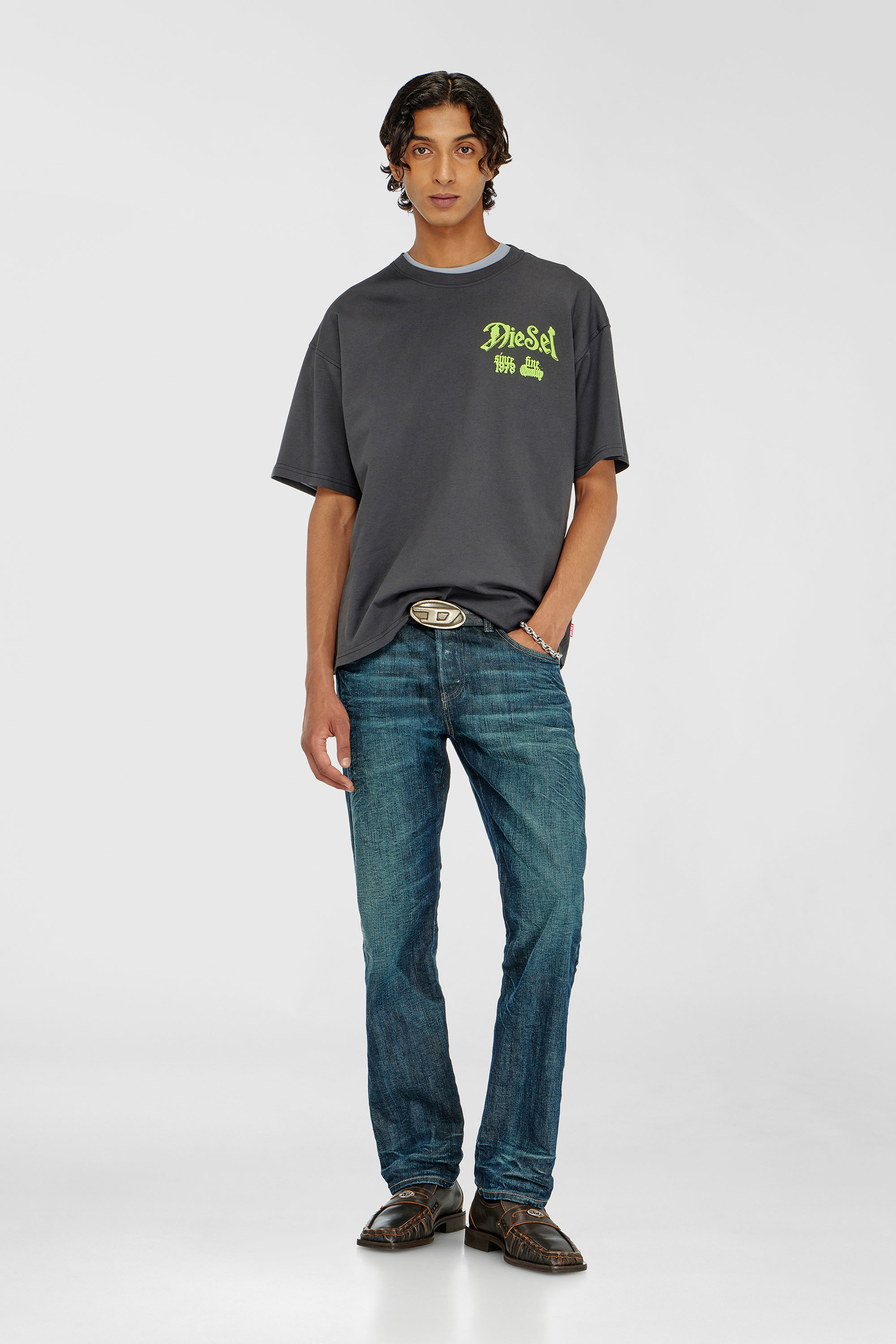 Diesel - T-BOXT-AA2, T-shirt en coton avec motif floqu&eacute; Homme in Gris - 1