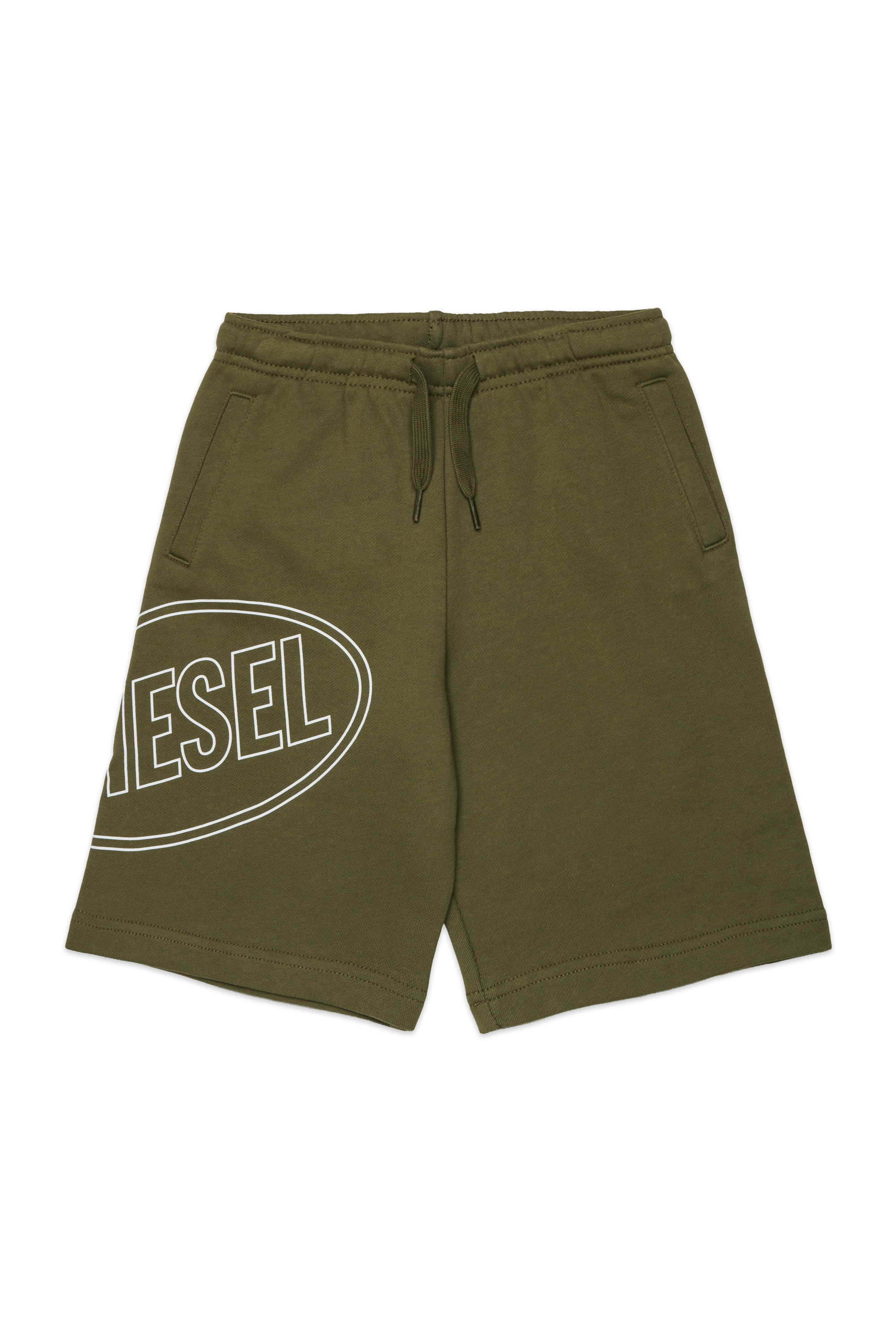 Diesel - PCIRCLE SHORT, Bermudas en coton avec imprim&eacute; maxi Homme in Vert - 1