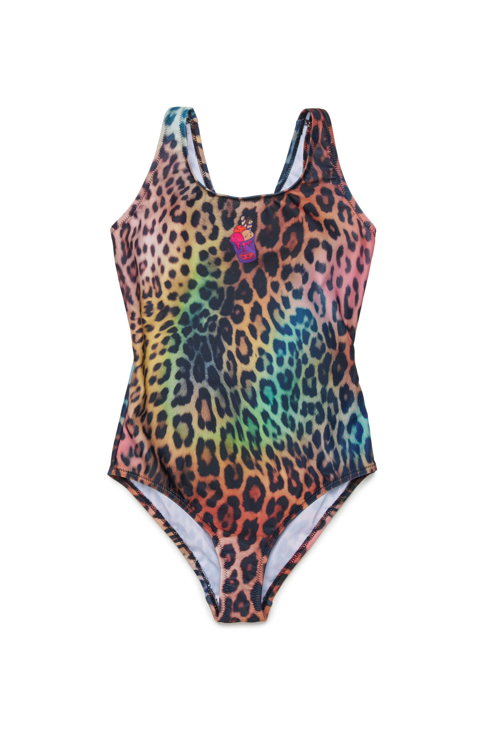 Diesel - MILEOPY, Woman's Swimsuit with multicolour animal print in Brown/Black - 1