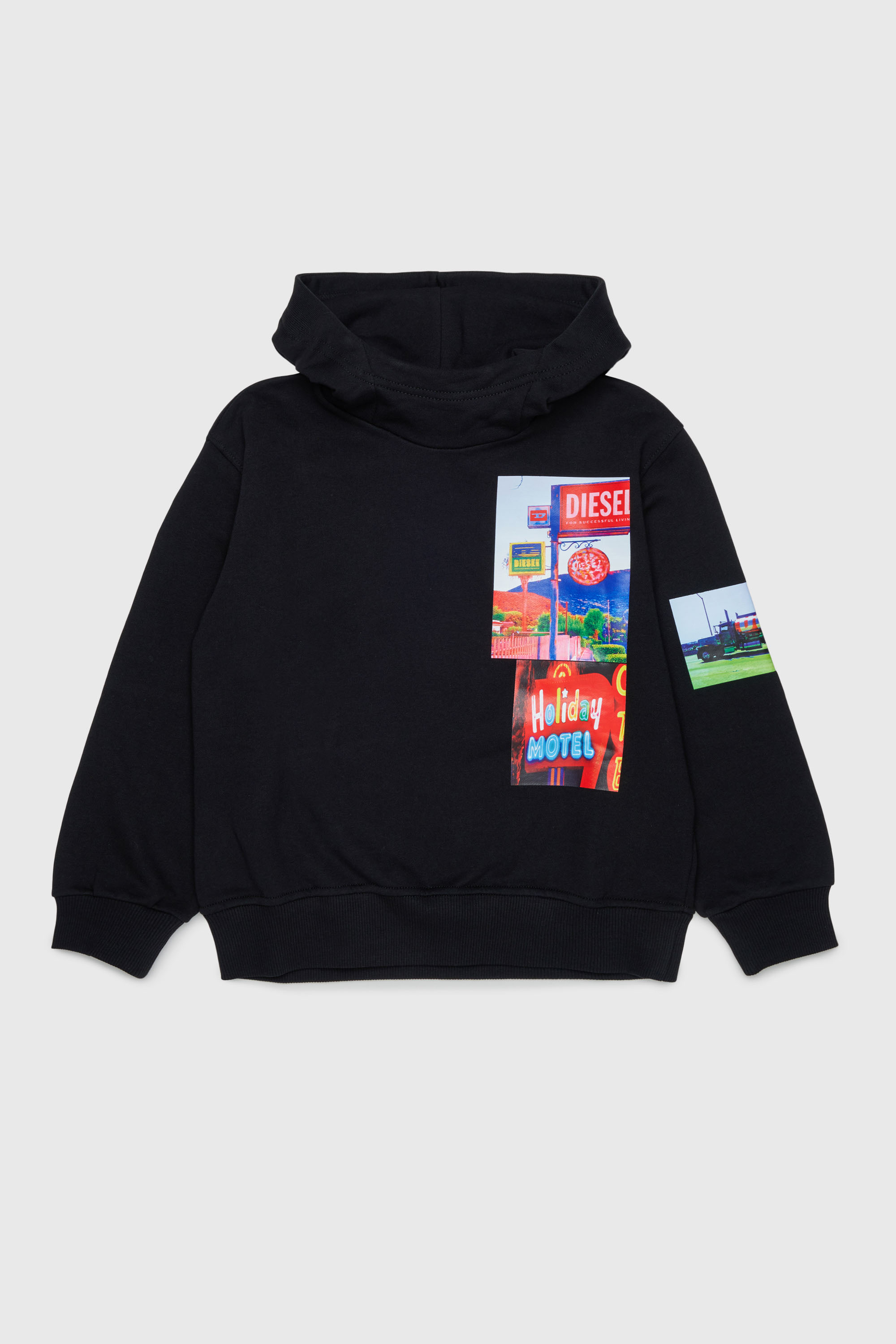 Diesel - SFORMY OVER, Sweat &agrave; capuche avec photo prints Homme in Noir - 1