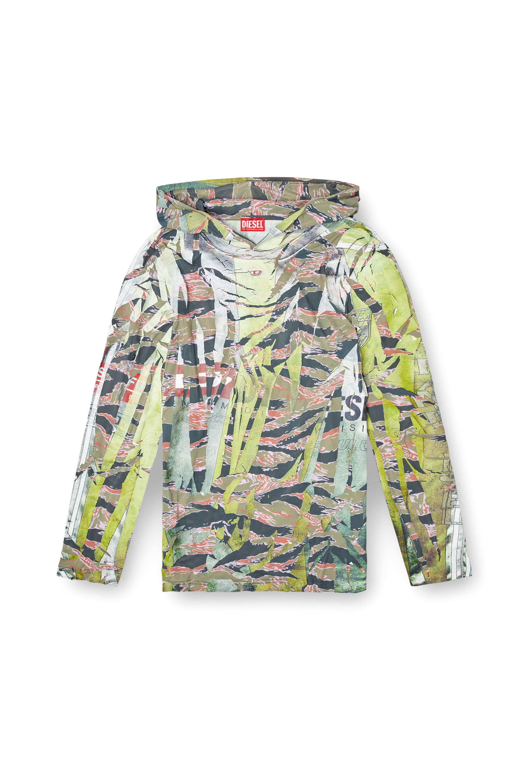 Diesel - T-GILLIS, Top à capuche camouflage avec surimpression craquelée Mixte in Polychrome - 3