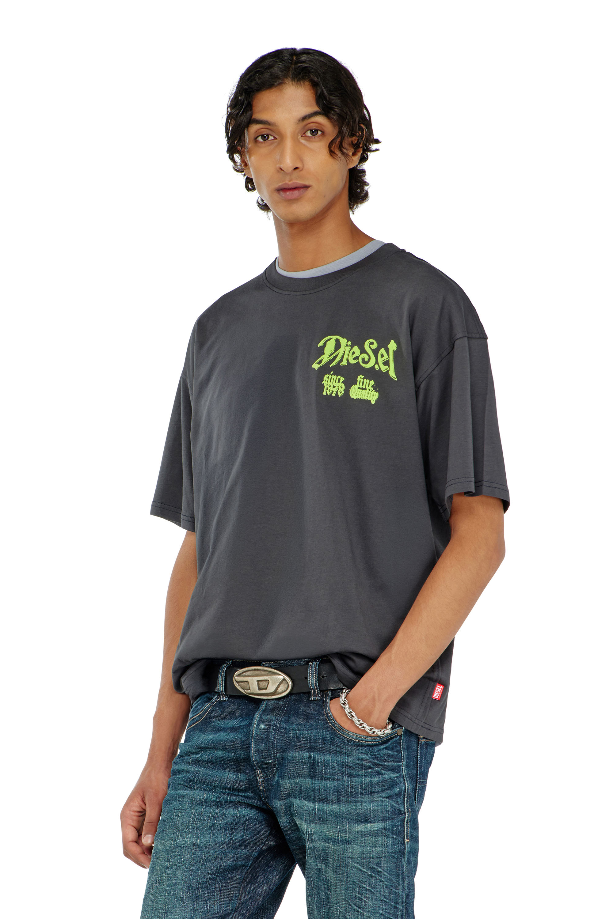 Diesel - T-BOXT-AA2, T-shirt en coton avec motif floqu&eacute; Homme in ToBeDefined - 3