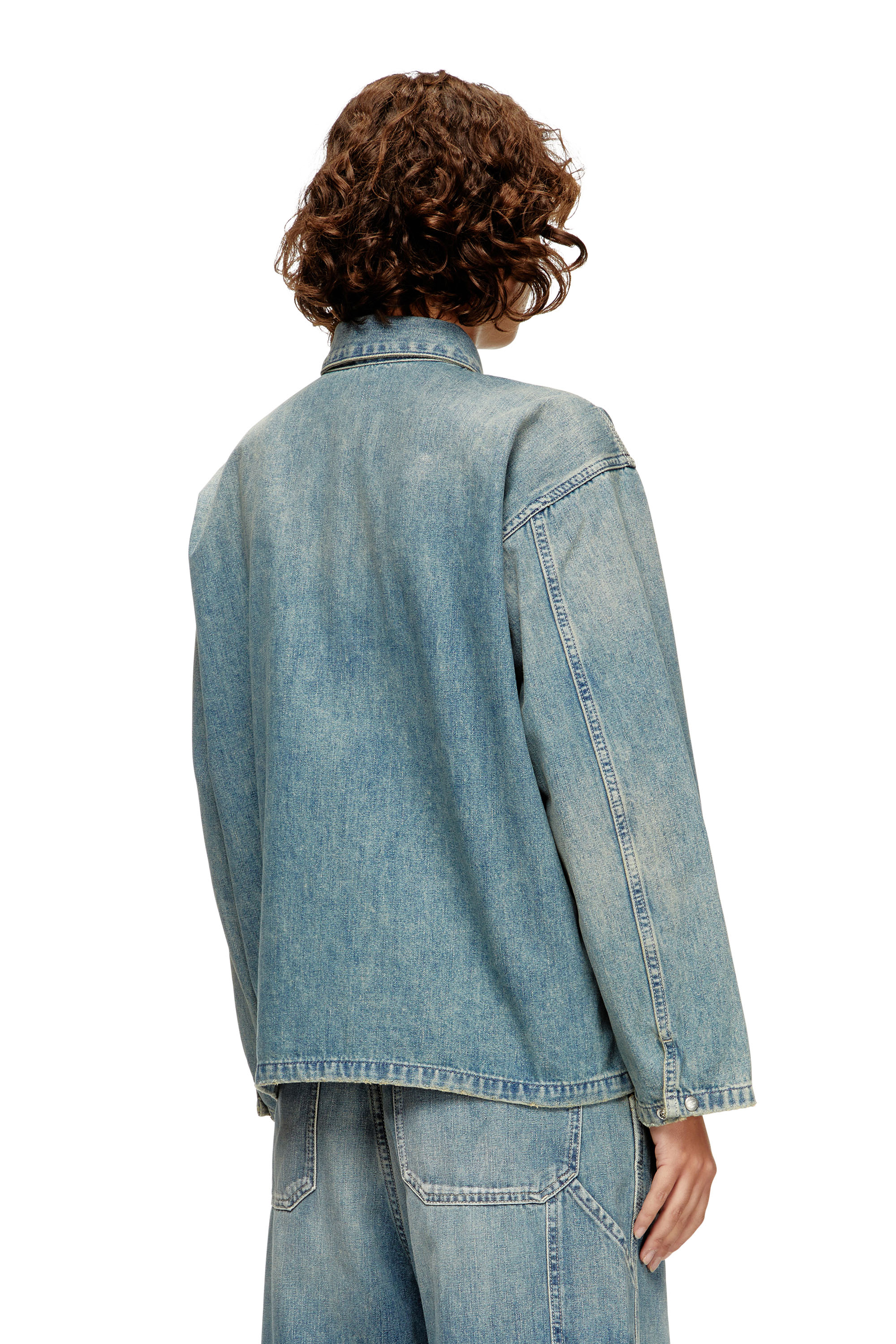 Diesel - DE-PRISS, Haut Henley en denim de style utilitaire Femme in Bleu - 4