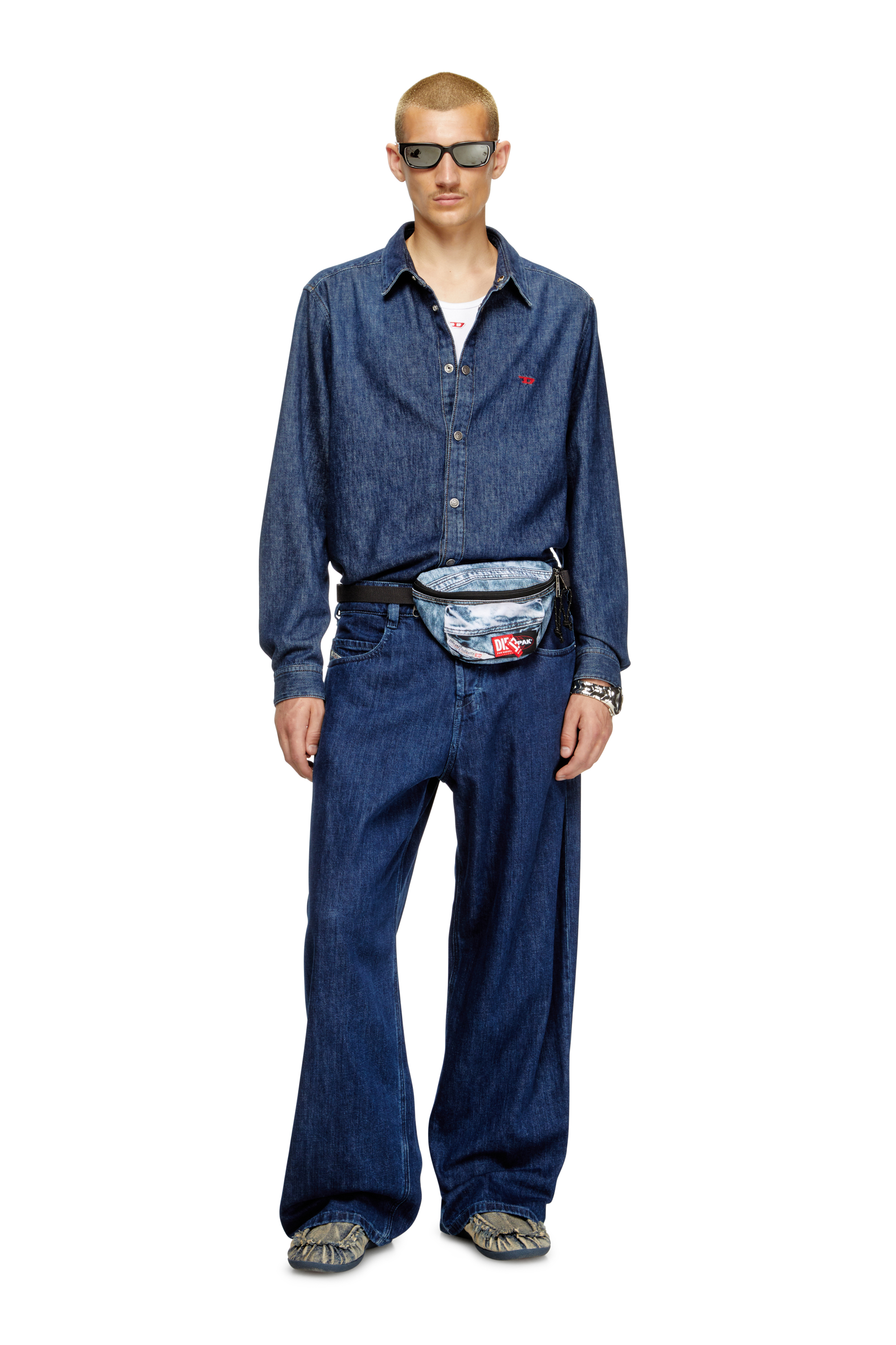 Diesel - DIESEL SPRINGER, Sac banane en denim trompe-l'œil Mixte in Bleu - 2