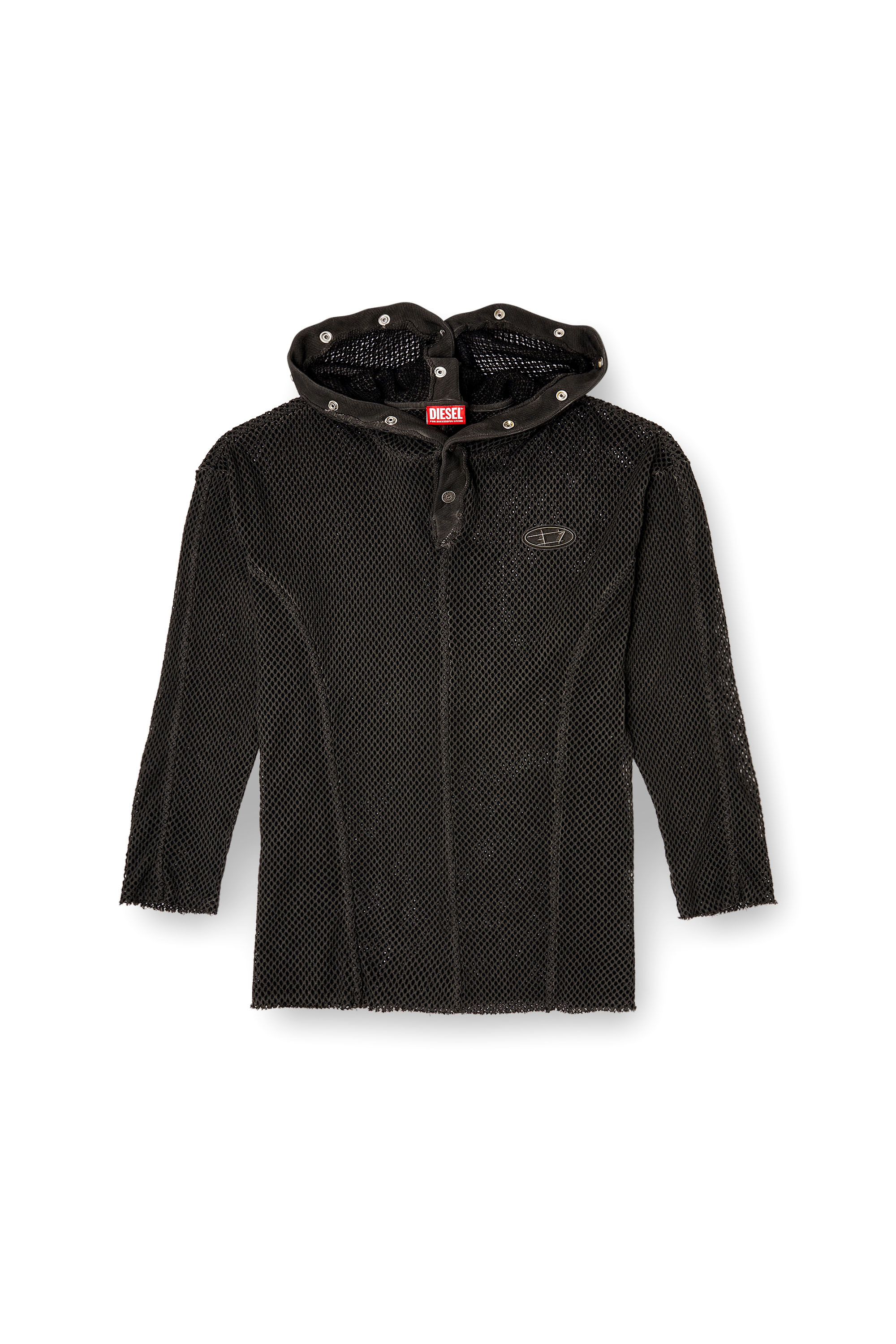 Diesel - S-THUG-FISHNET, Sweat à capuche en résille avec capuche à fermeture complète Mixte in Noir - 2