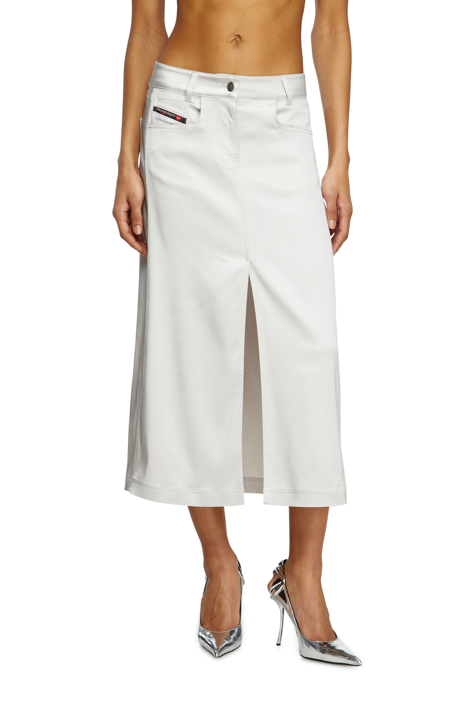 Diesel - O-EBBEY, Robe midi en satin stretch Femme in Blanc - 3