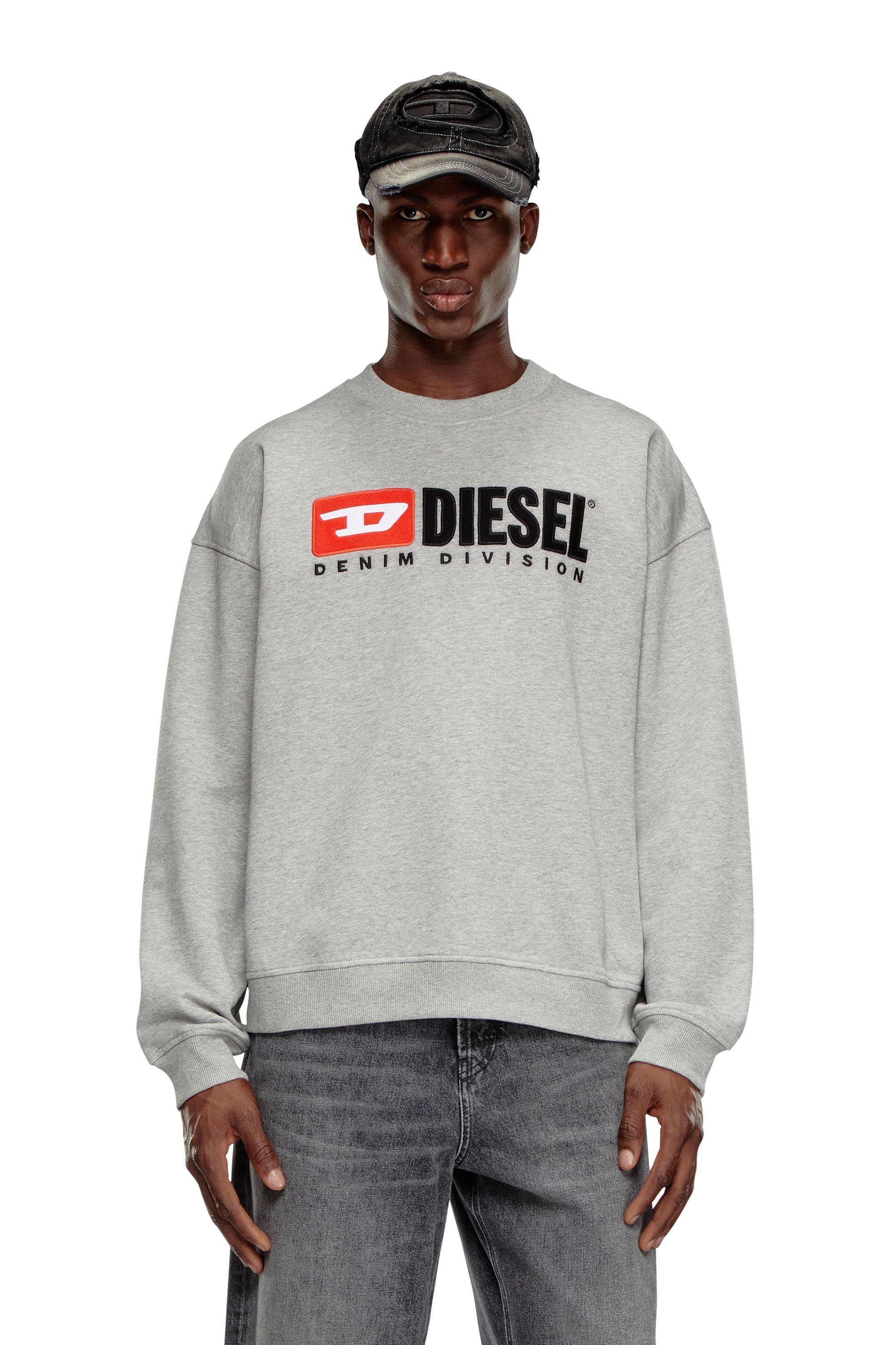 Diesel - S-BOXT-DIV, Homme Sweat-shirt avec logo Denim Division in Gris - Image 1