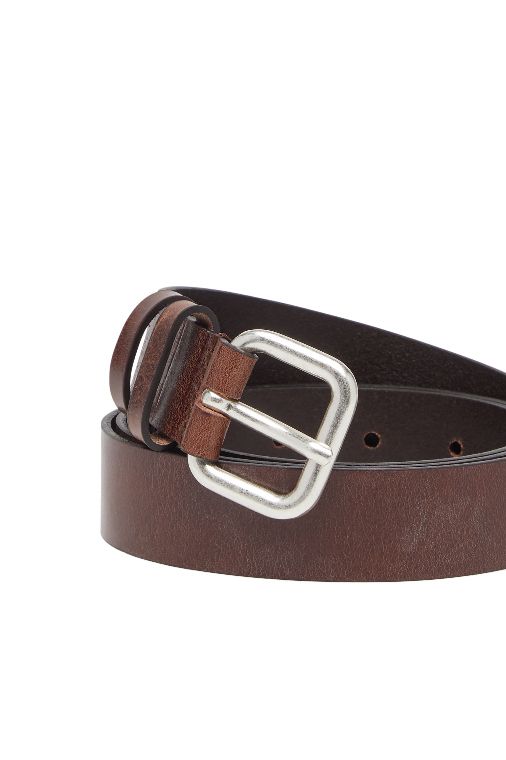 Diesel - B-INLAY, Ceinture en cuir avec logo oval D Mixte in Marron - 3