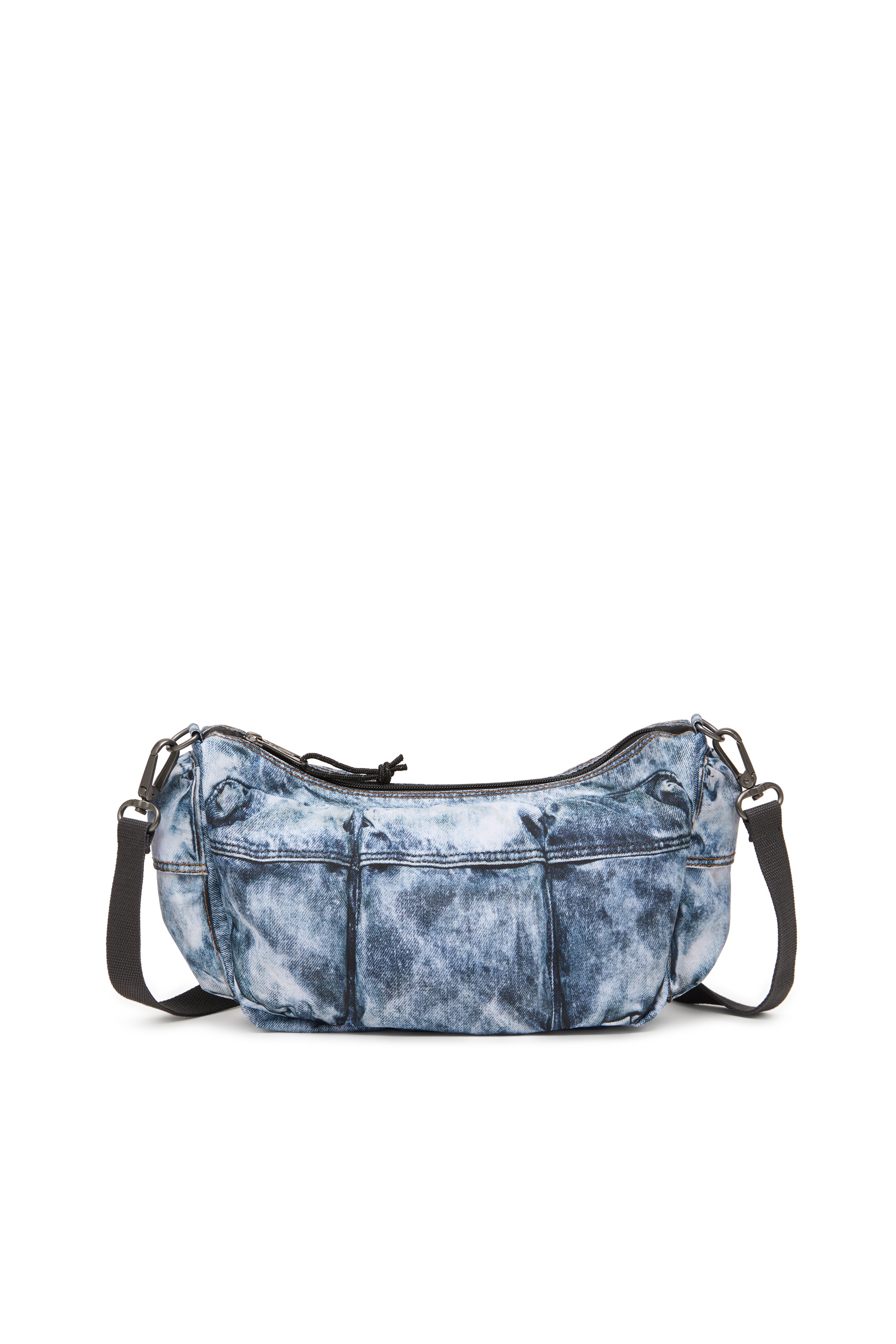 Diesel - DIESEL SHOULDER BAG, Sac à poches multiples en denim trompe-l'œil Mixte in Bleu - 2