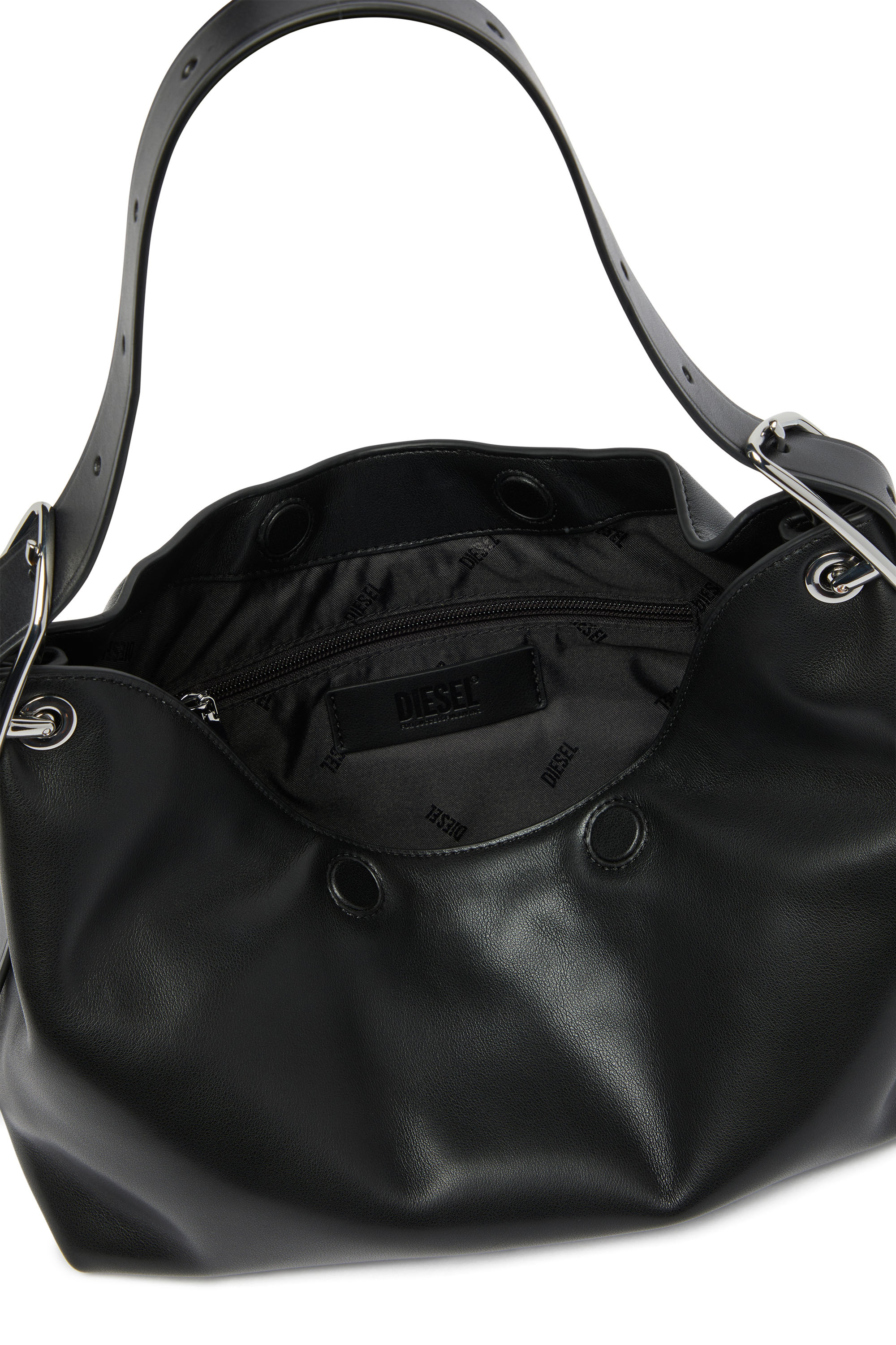Diesel - D-LINE HOBO S, D-Line-Sac &agrave; bandouli&egrave;re en cuir Femme in Noir - 6