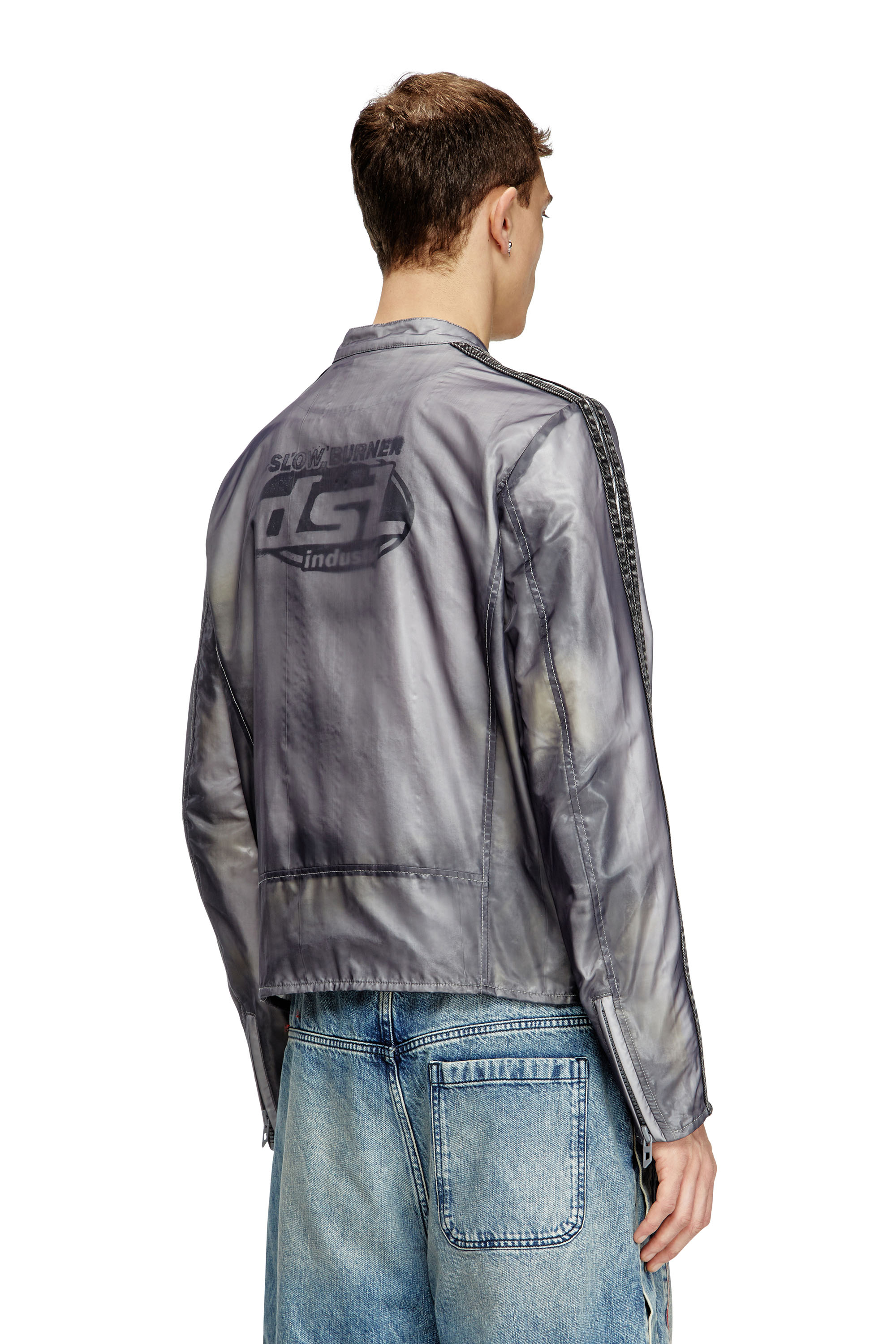 Diesel - J-POP, Veste de motard avec effet transparent Homme in Gris - 4