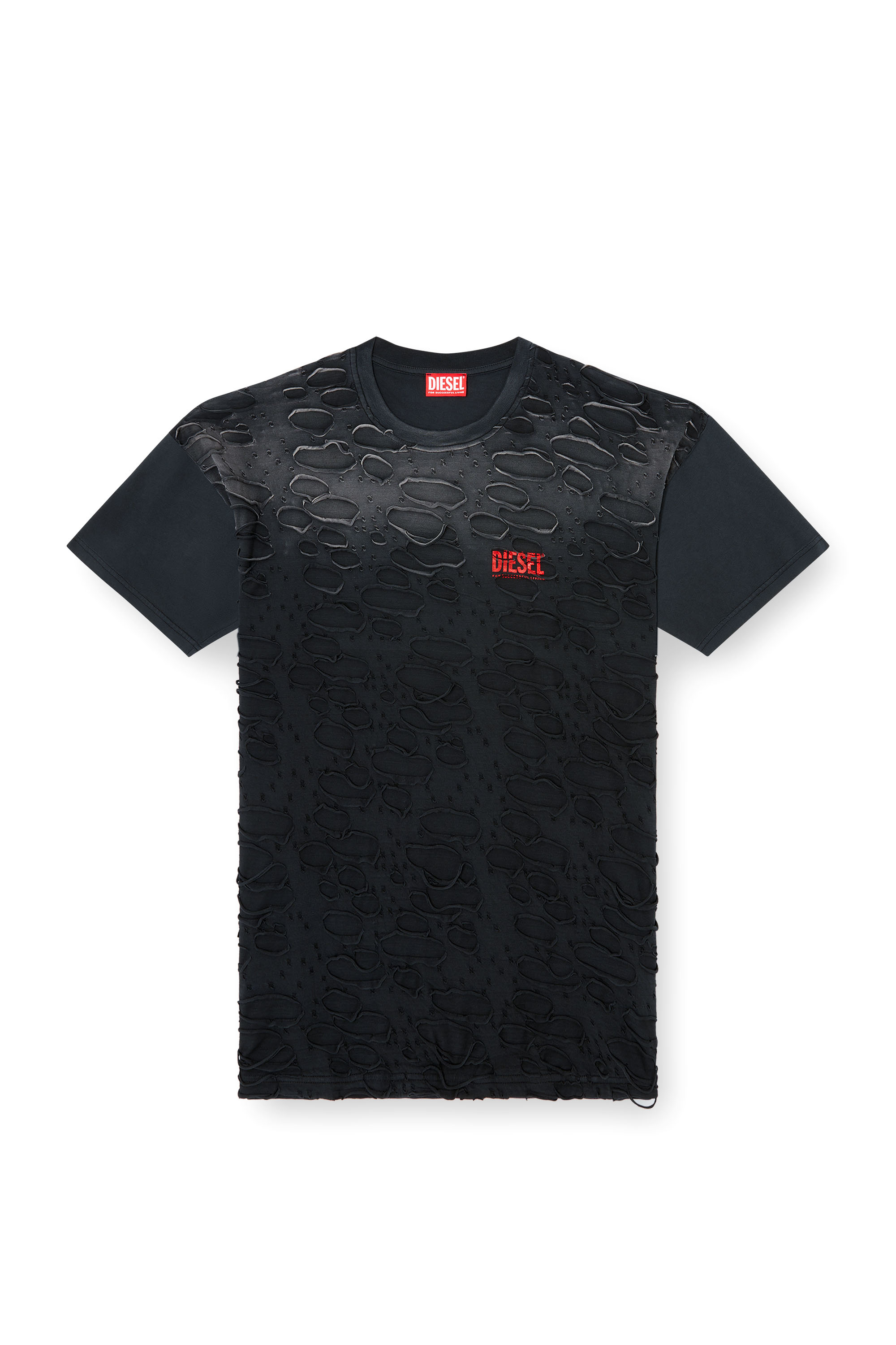 Diesel - T-BOXT-R29, T-shirt avec détail trou Homme in Noir - 3