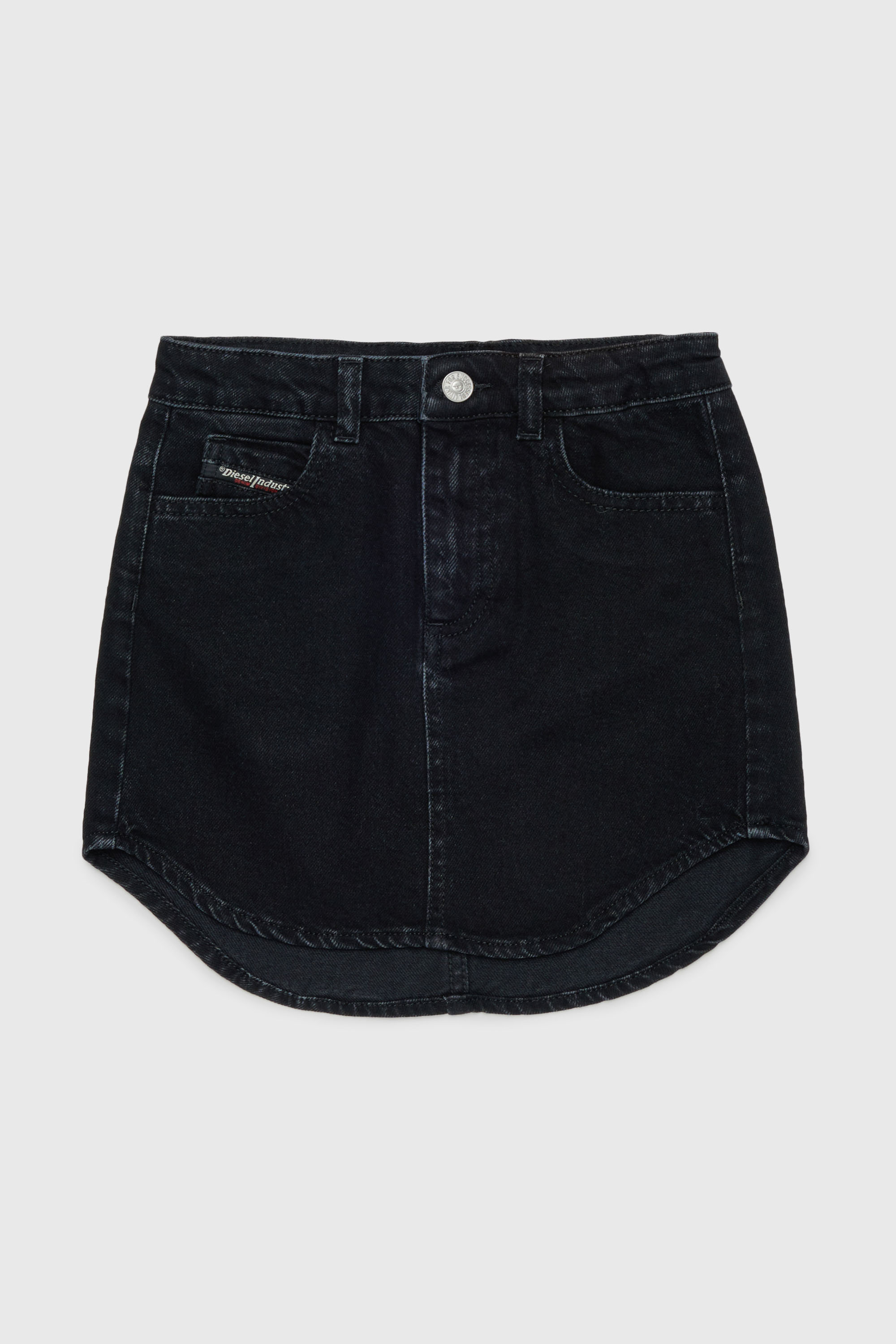 Diesel - GEARD, Jupe mini en denim &agrave; ourlet incurv&eacute; Femme in Noir - 1