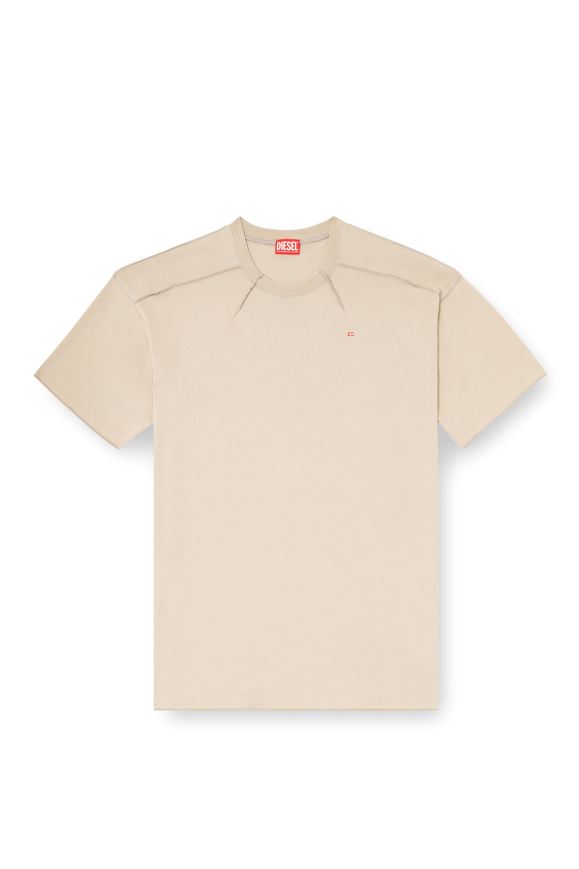 Diesel - T-CRAHOR-BOXT-T1, T-shirt en coton avec micro broderie Homme in Beige - 3