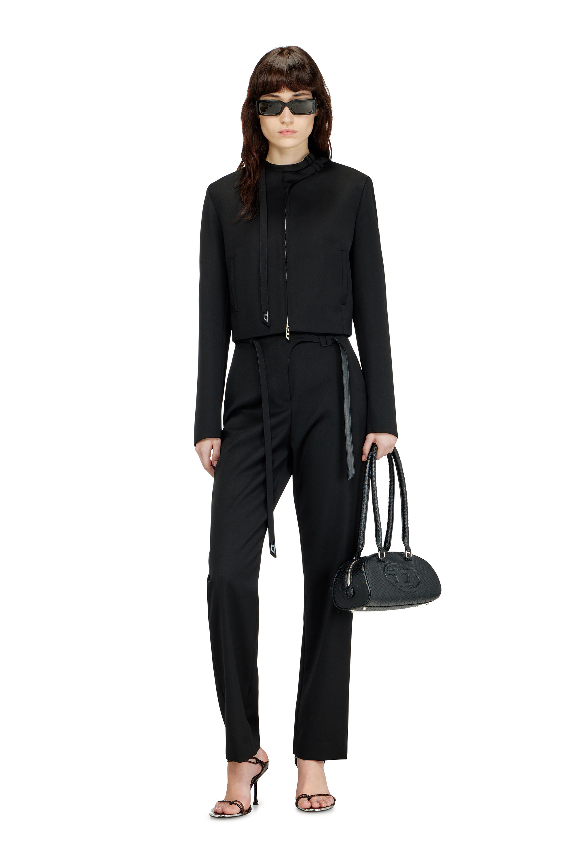 Diesel - P-IXIE-1, Pantalon tailleur avec ceinture biker Femme in Noir - 1