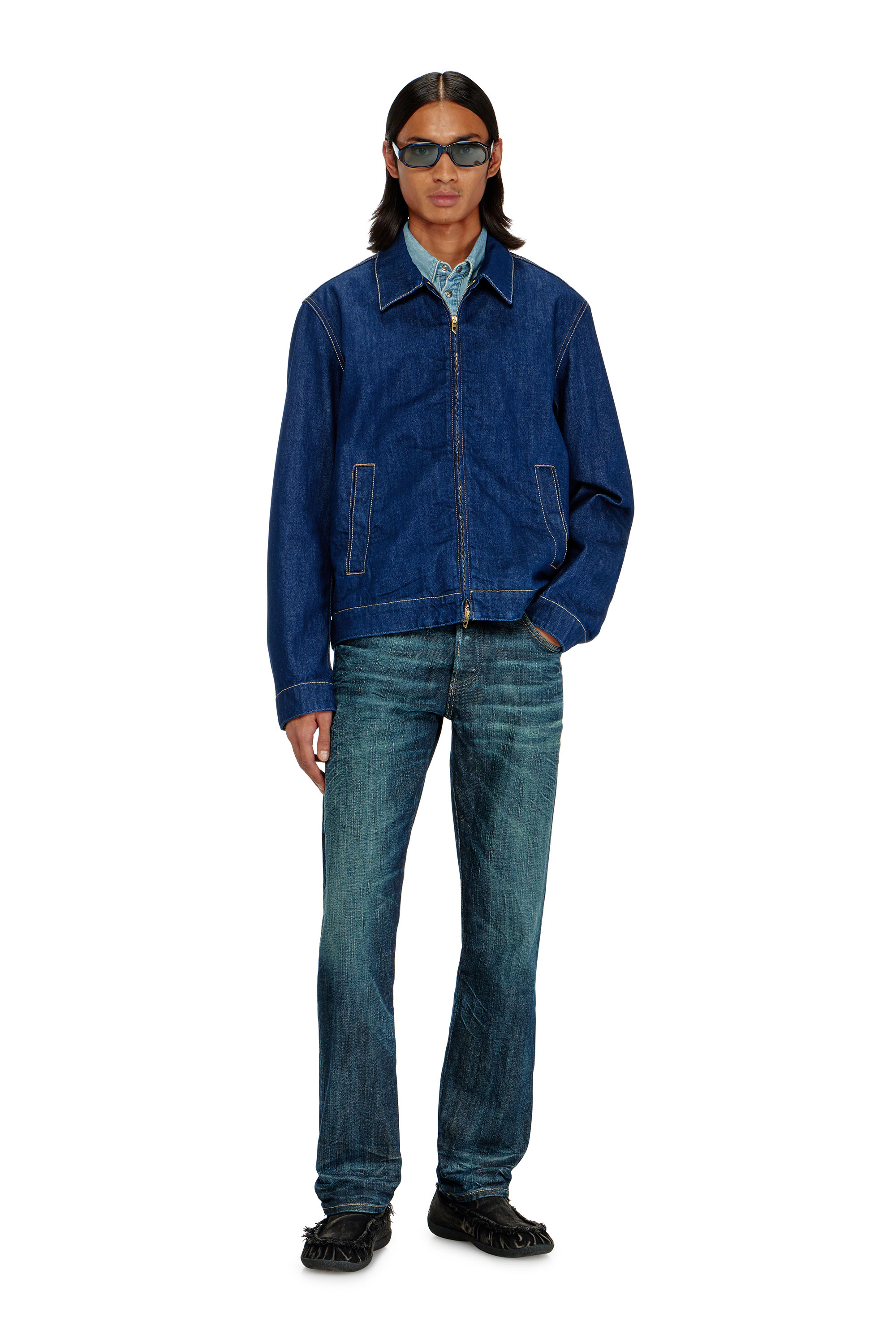 Diesel - D-ROHE, Man's Coach jacket in rinse denim in Dark Blue - 2