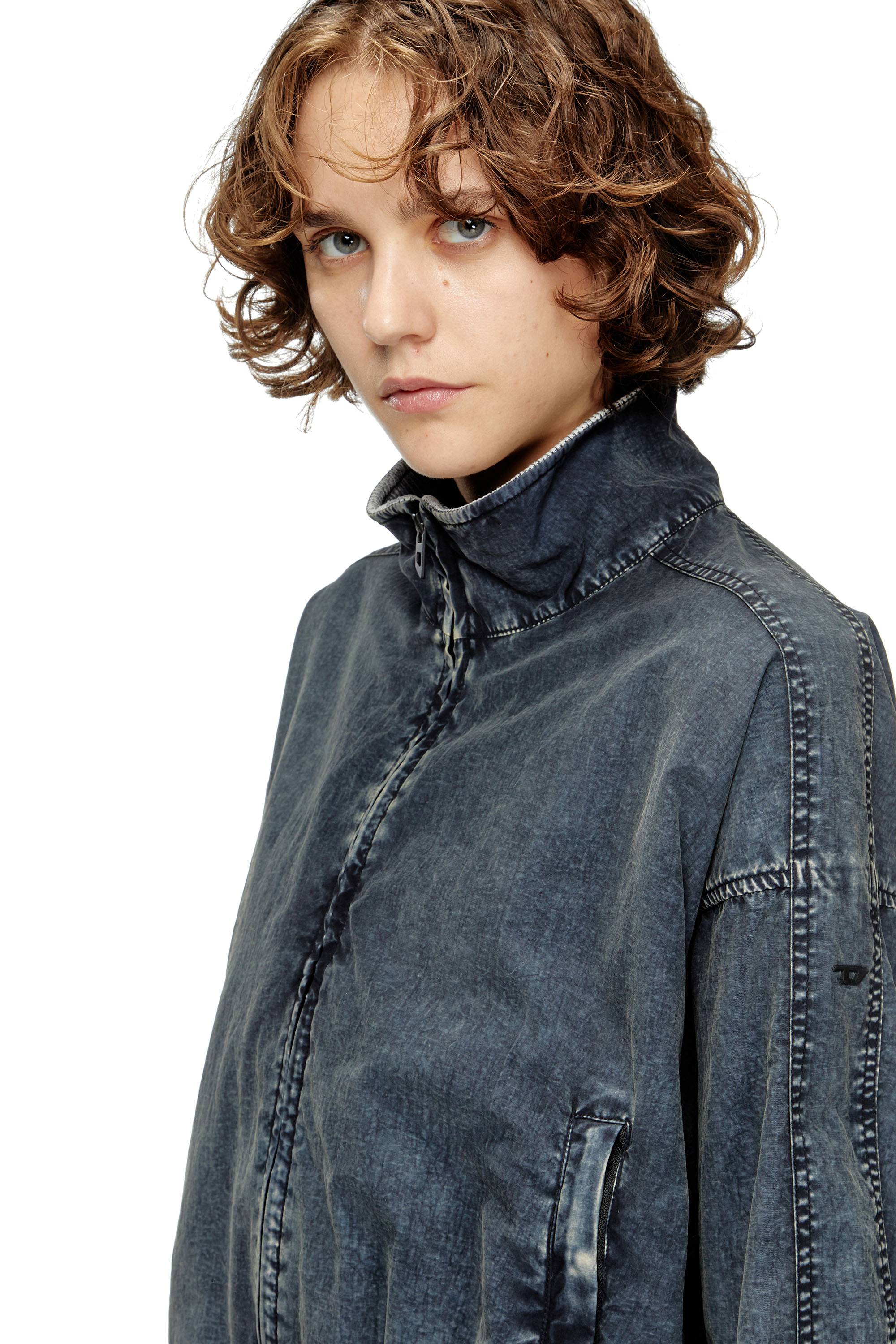 Diesel - G-LEAM-R1, Woman's Cropped jacket in recycled nylon taslan in Dark Blue - 5