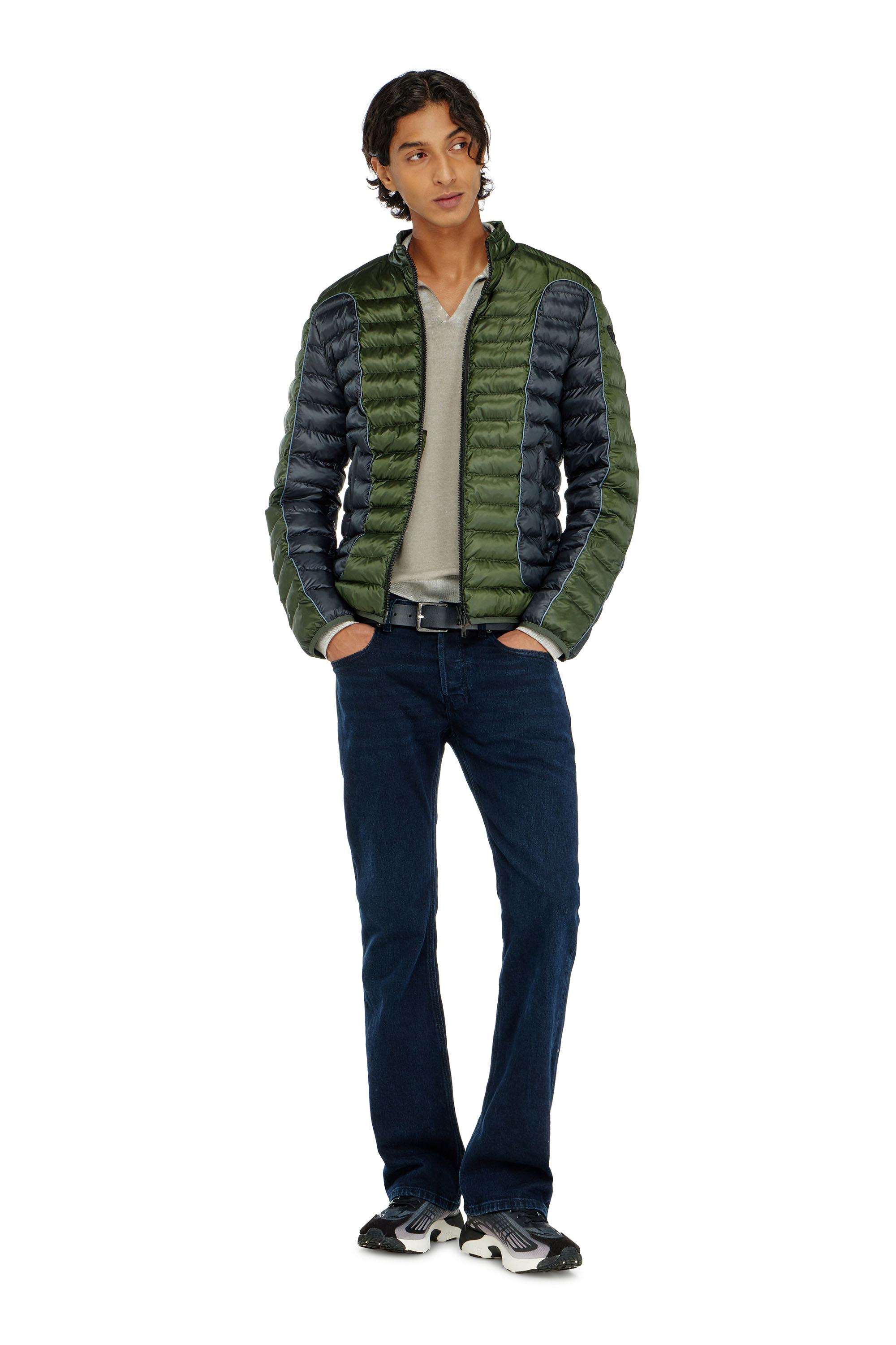 Diesel - W-PILOT-BLOCK, Doudoune style biker &agrave; empi&egrave;cements color block Homme in Polychrome - 2