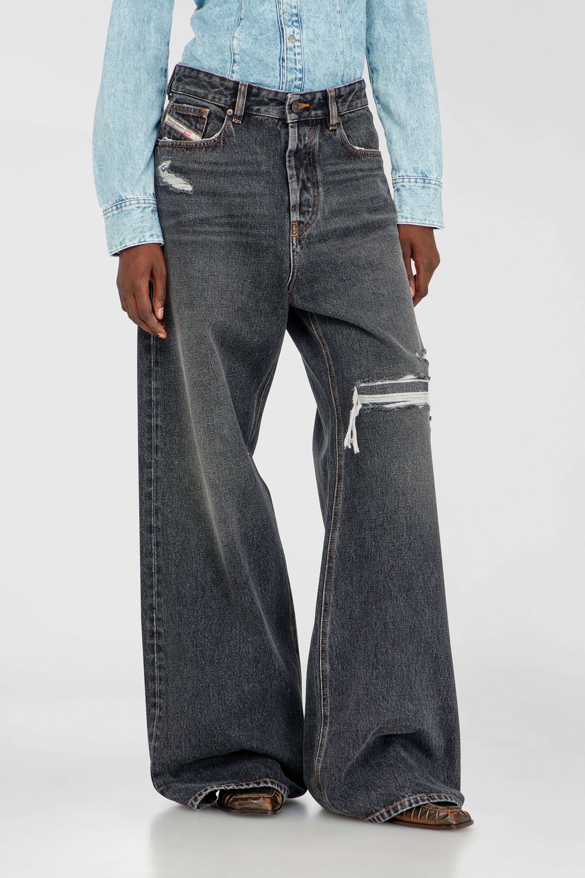 Diesel - Relaxed Jeans 1996 D-Sire 007F6 Mixte, Noir/Gris fonc&eacute; - Image 2