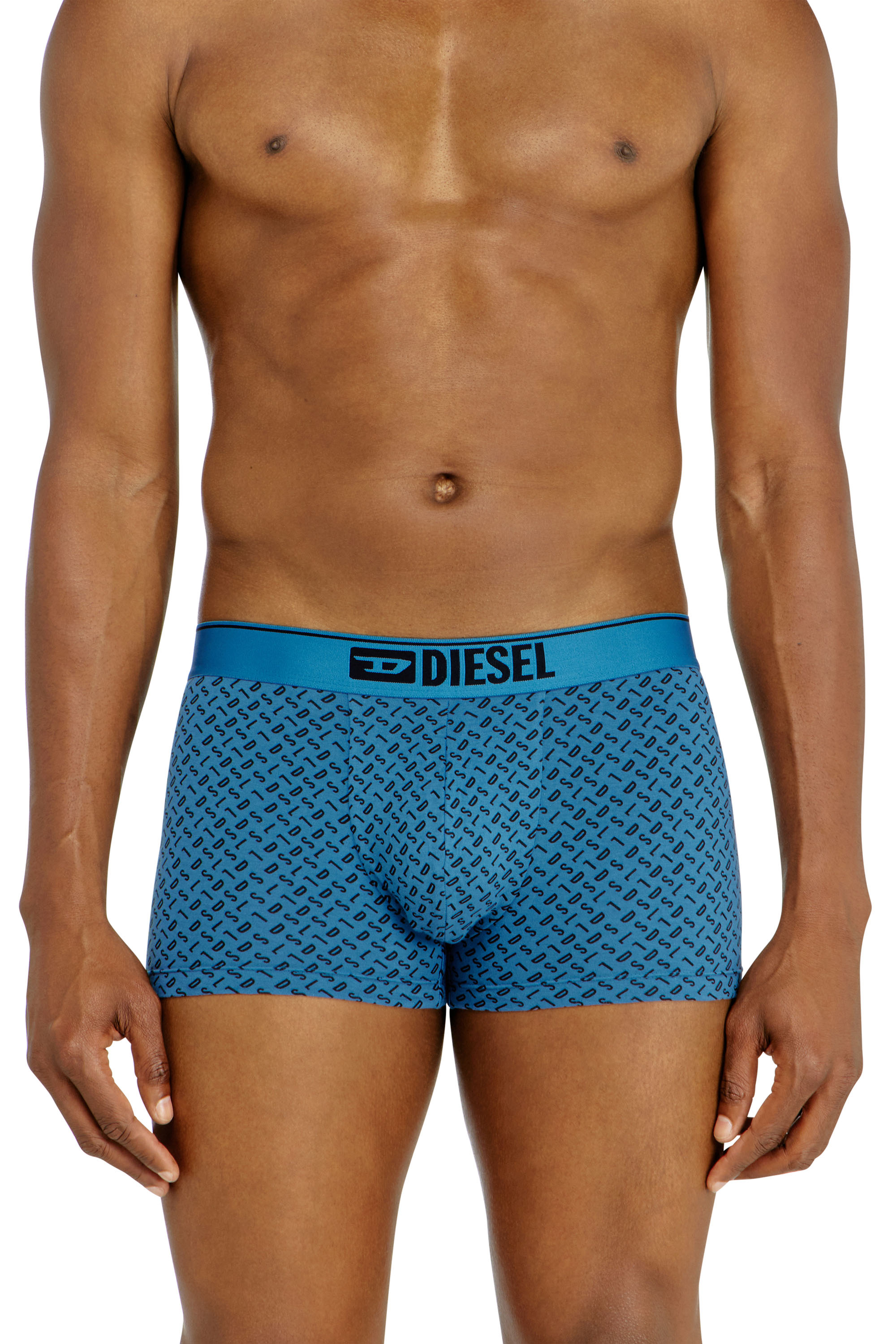 Diesel - DAMIEN-D-BOX-3PACK, Lot de trois trunks en coton stretch avec monogram Homme in Bleu - 1