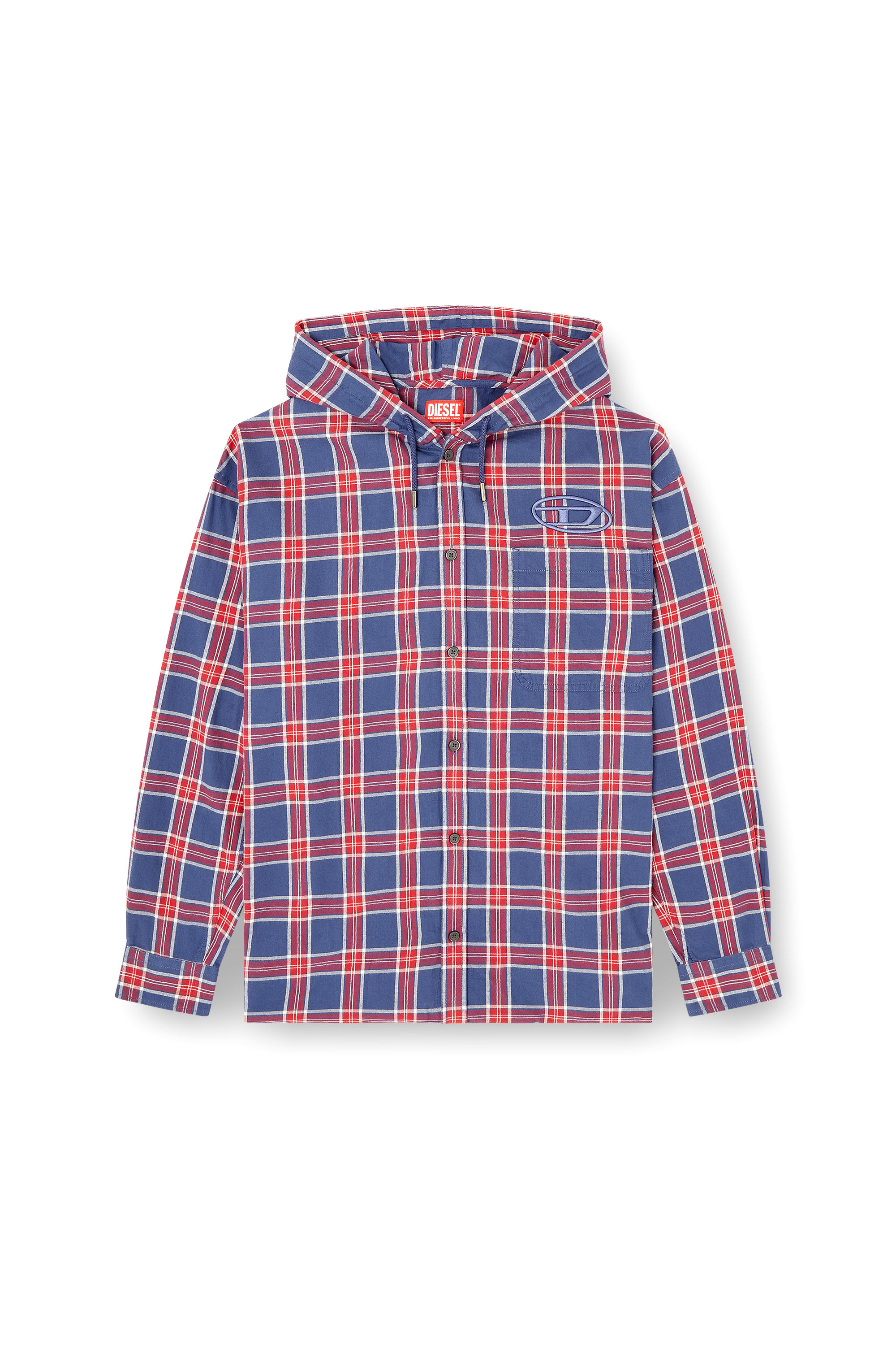 Diesel - S-DEWNY-HOOD-AJFI, Chemise à capuche en coton avec broderie 3D Homme in Polychrome - 3