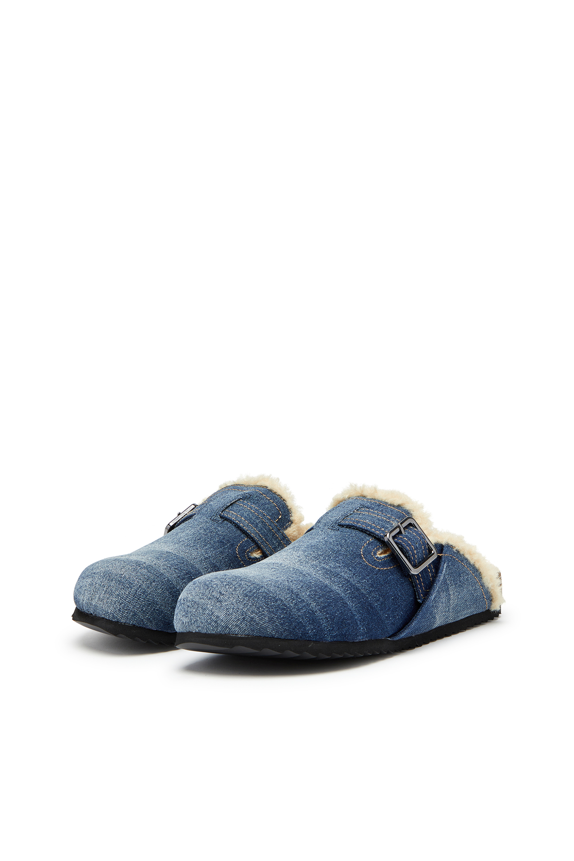 Diesel - D-WOODSTOCK X, D-Woodstock-Mules en denim avec doublure duveteuse Homme in Bleu - 3