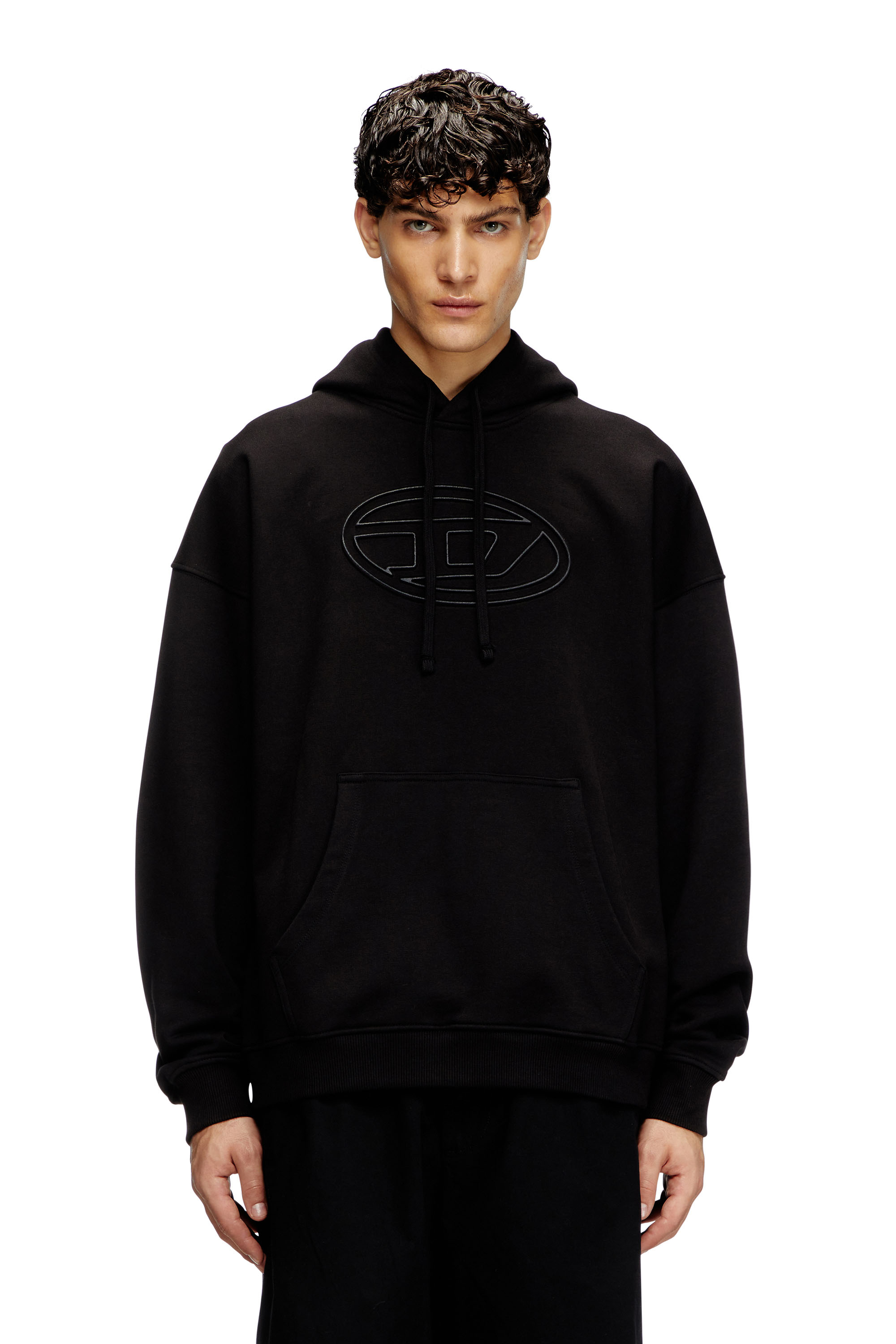 Diesel - S-UMMER-BIGOVAL, Sweat-shirt à capuche avec Oval D embossé Homme in Noir - 1