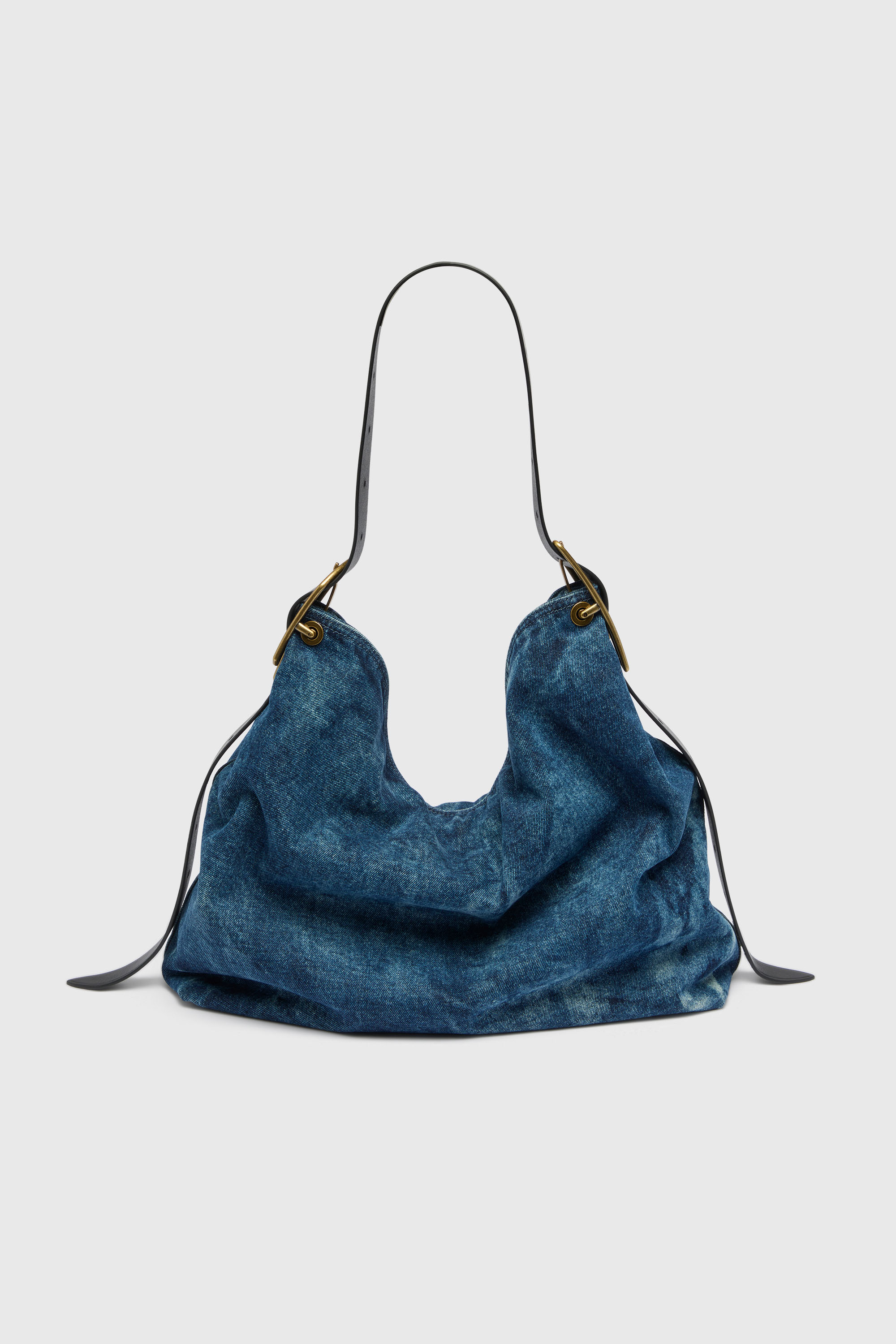 Diesel - D-LINE HOBO L, D-Line-Sac hobo en denim Femme in Bleu - 3
