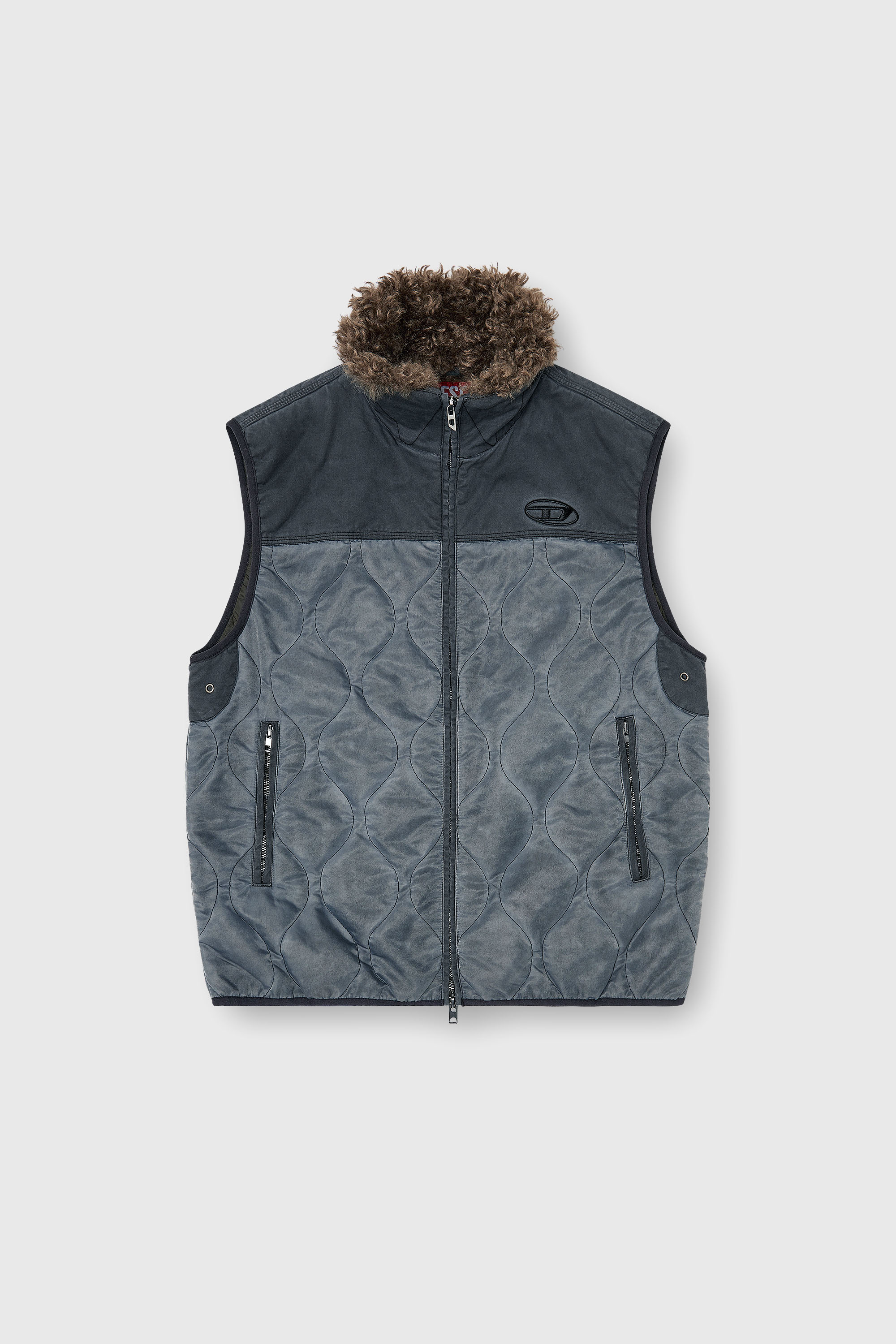 Diesel - J-ALVAR, Gilet matelass&eacute; avec col doubl&eacute; doux Homme in Gris - 2