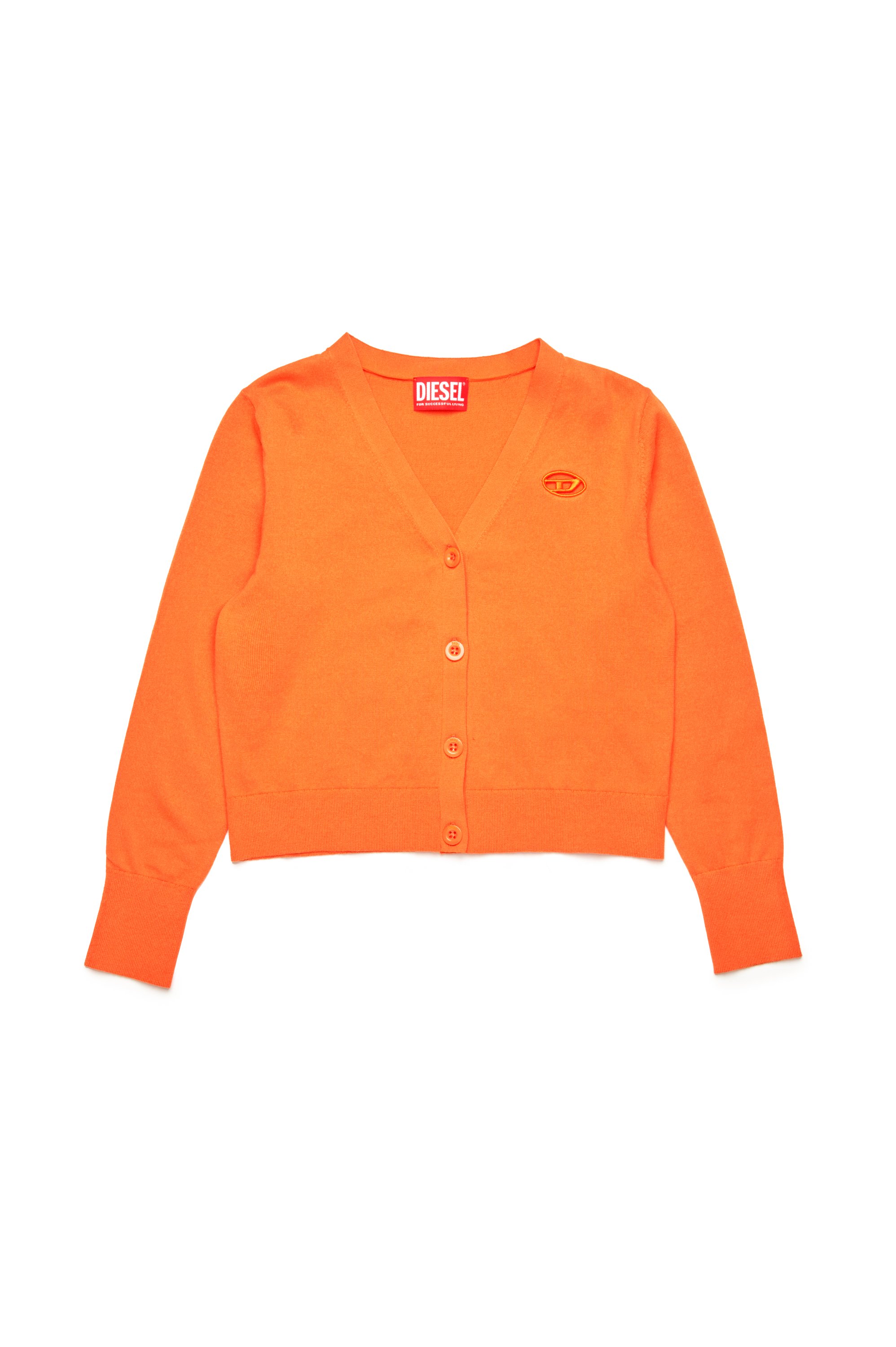 Diesel - KMARTE, Cardigan avec cut-out à logo Oval D Femme in Orange - 1