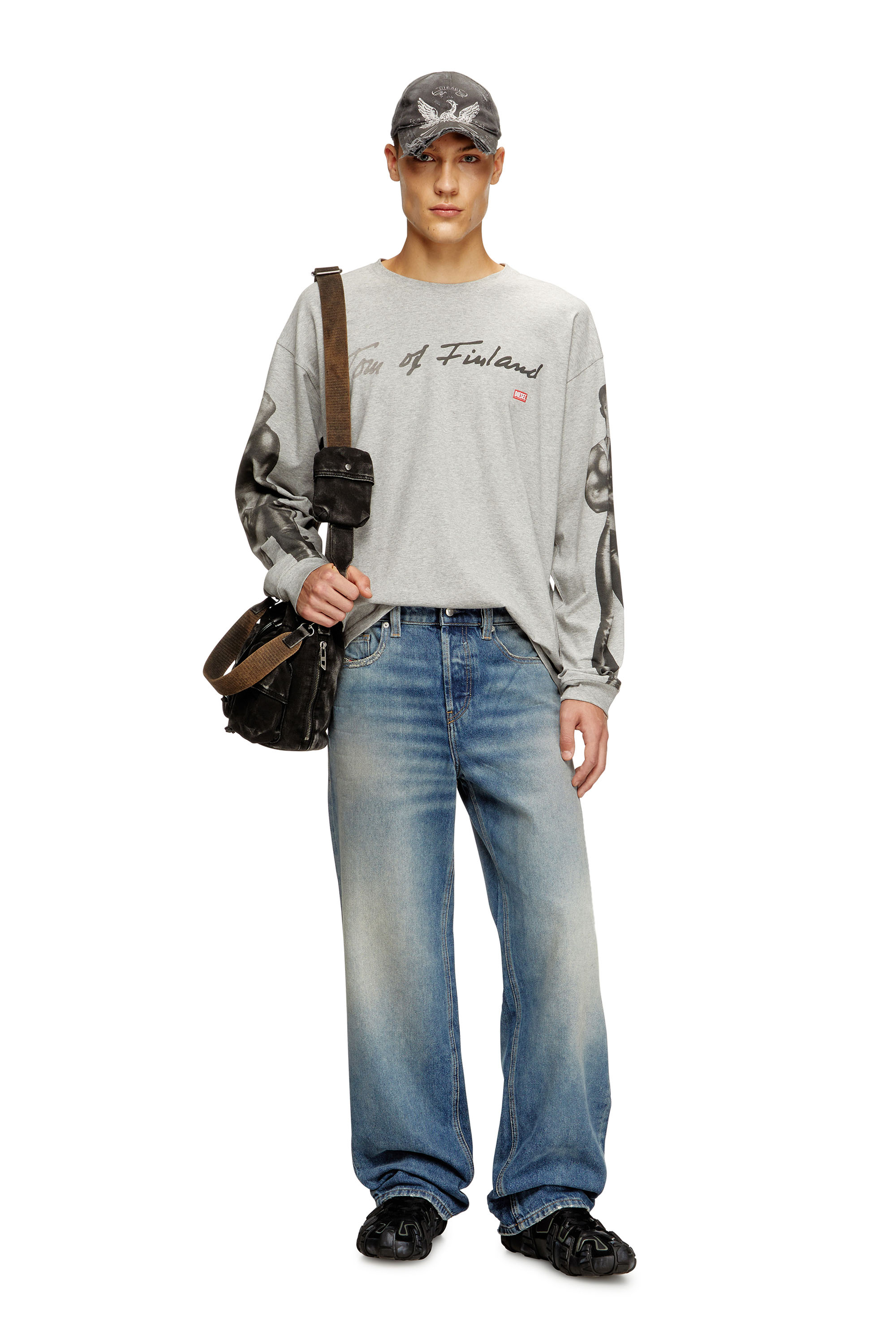 Diesel - PR-T-BOXT-LS-TOM25, T-shirt à manches longues avec imprimé graphique Mixte in Gris - 1